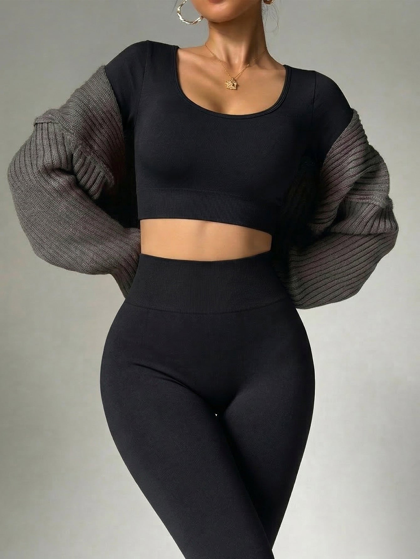 Lila Zen Cross-Back Long Sleeve Sculpting Workout Set