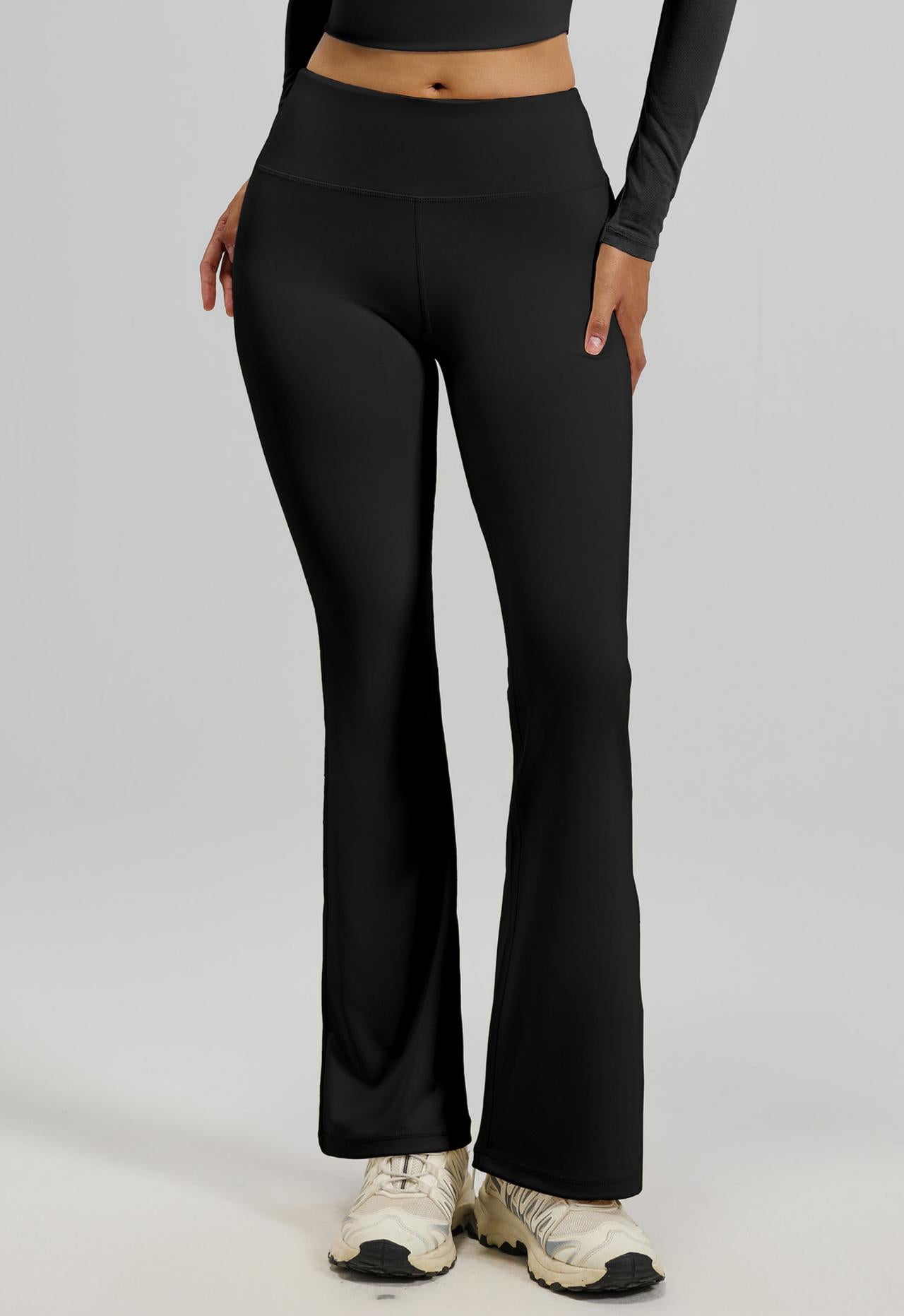 Lila Zen Women's High-Waisted Hip-Lifting Yoga Exercise Flare Pants