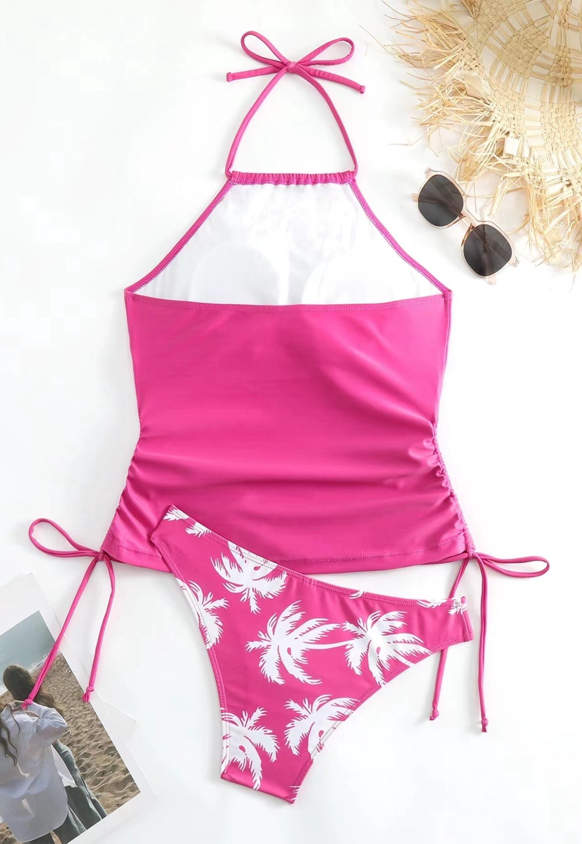 Ruched Halter Tankini Set