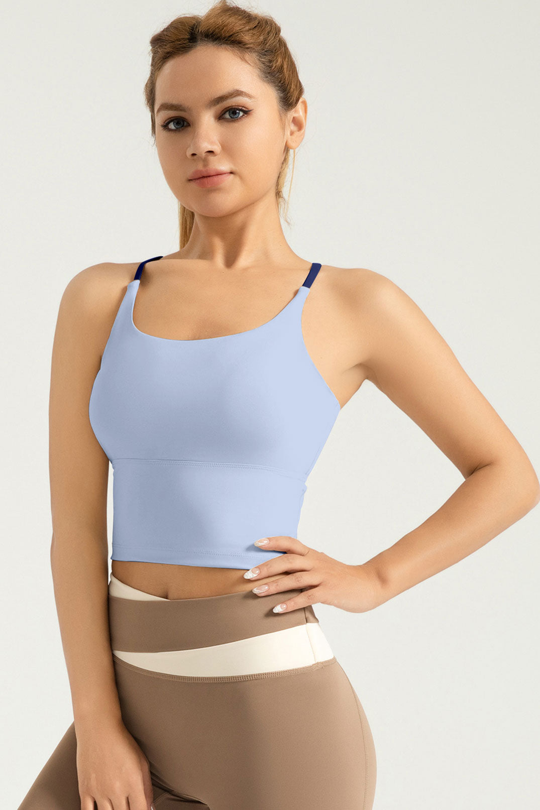 Lila Zen High-Elasticity Nude-Feel Crossback Sports Bra for Women