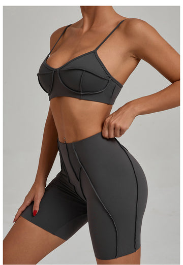 Lila Zen Sculpt Seam Padded Sports Bra & Biker Shorts Set