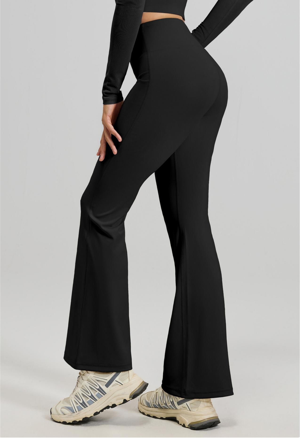 Lila Zen Women's High-Waisted Hip-Lifting Yoga Exercise Flare Pants