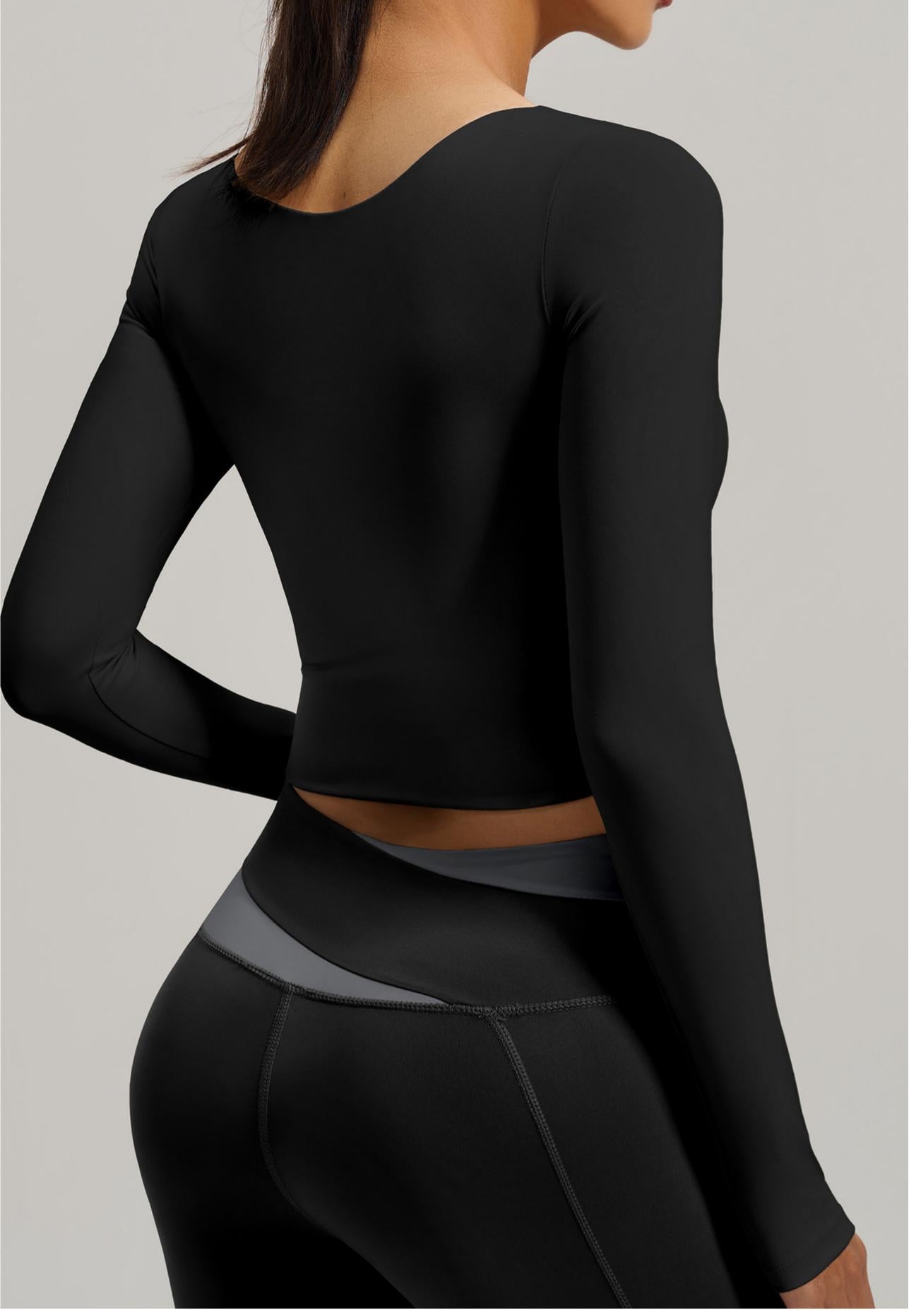 Lila Zen Peach Color Block Yoga Long Sleeve