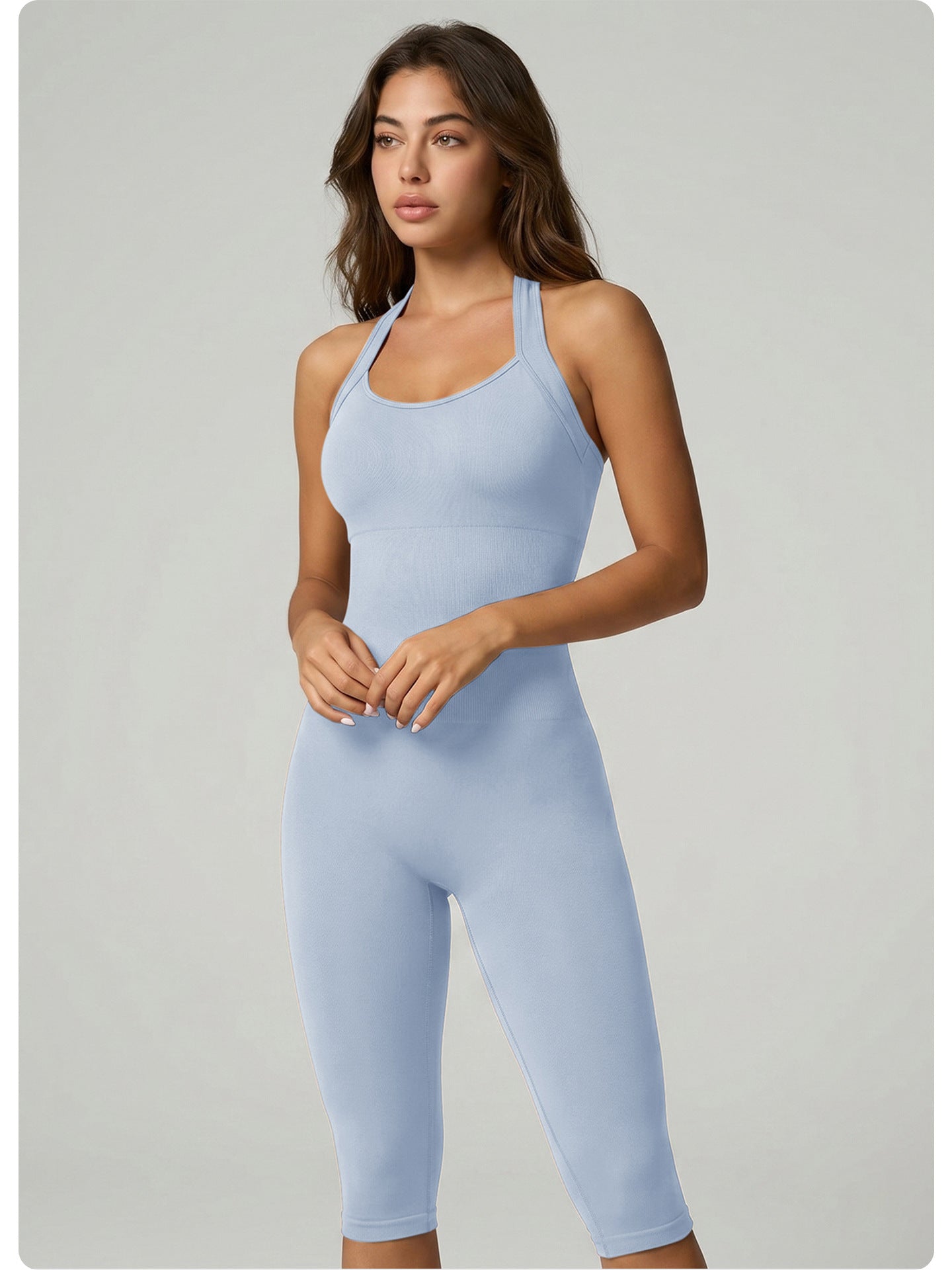 Halter Open Back Biker Short Unitard