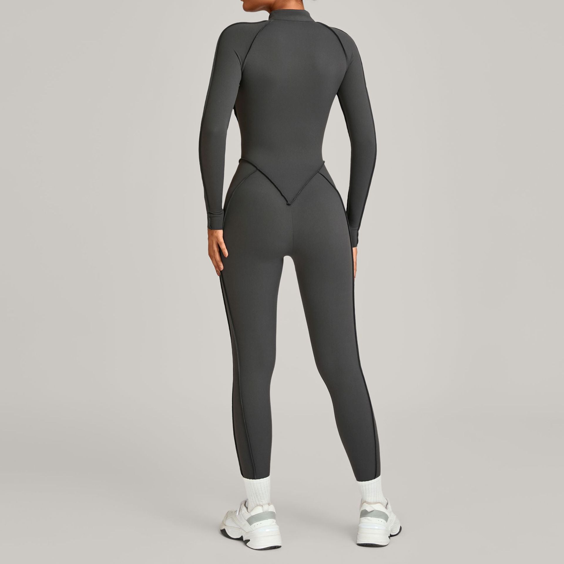 Lila Zen Half-Zip Contour Sculpt Long Sleeve Yoga Jumpsuit