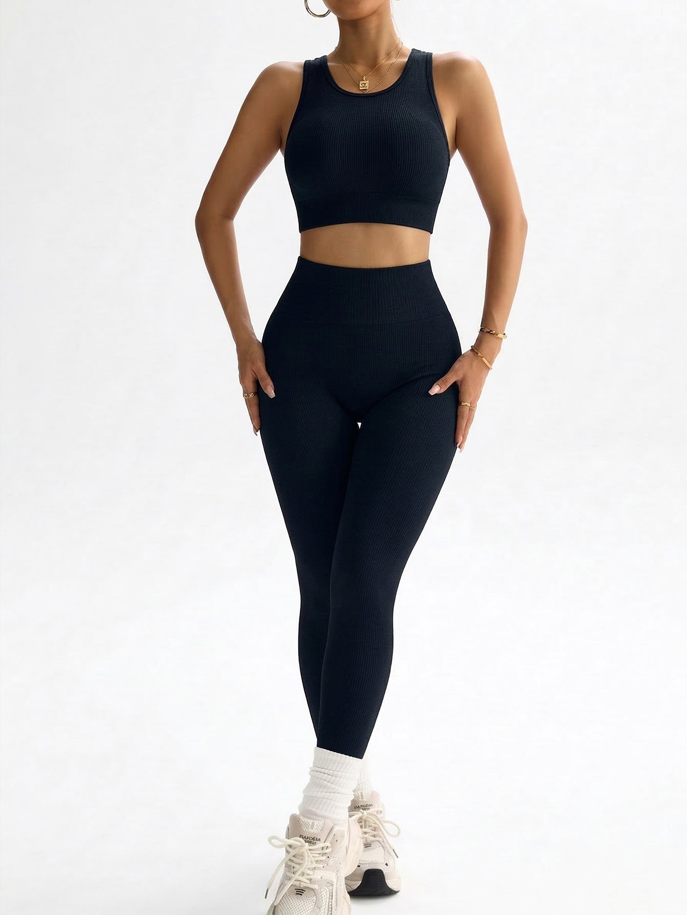 Lila Zen Cross-Back Seamless Crop Top & Scrunch Leggings Set