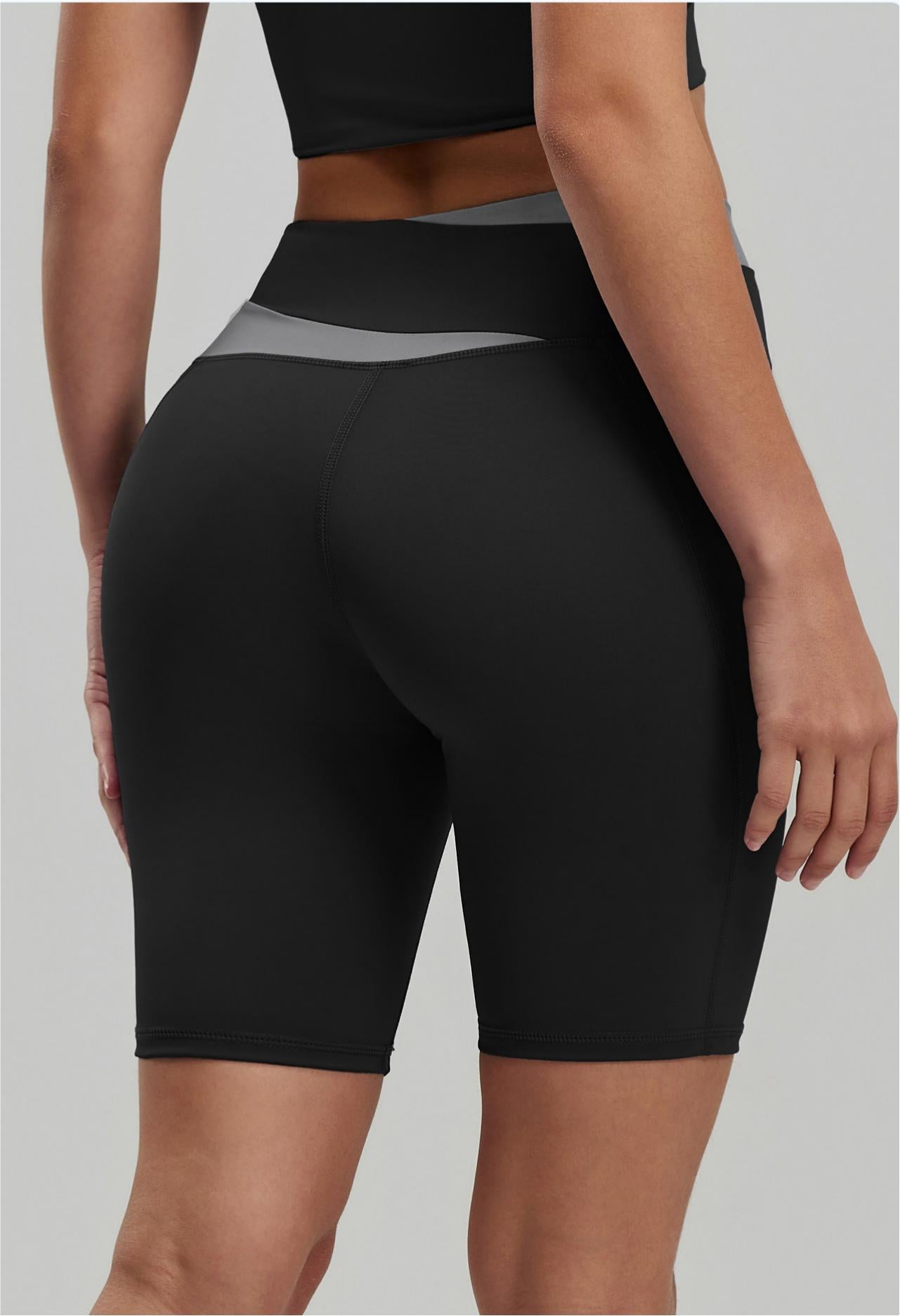 Lila Zen Color Block High-Elasticity Hip-Lifting and Shaping Yoga Shorts