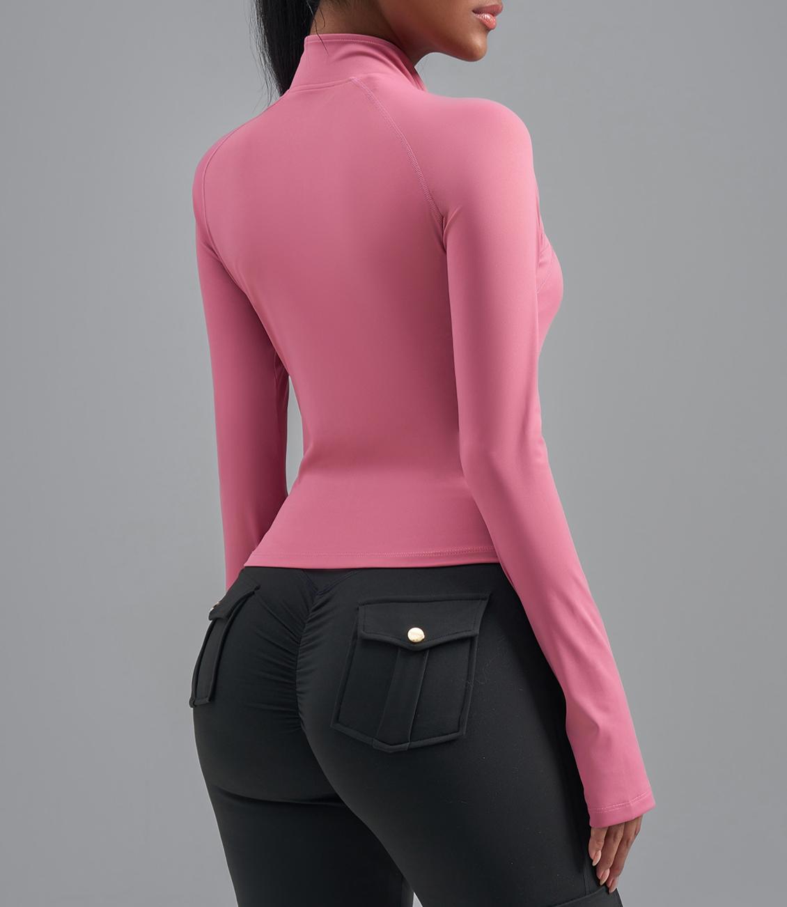Lila Zen Women's Plus Size Zipper Elastic Fit Bodycon Sports Jacket Yoga Wear