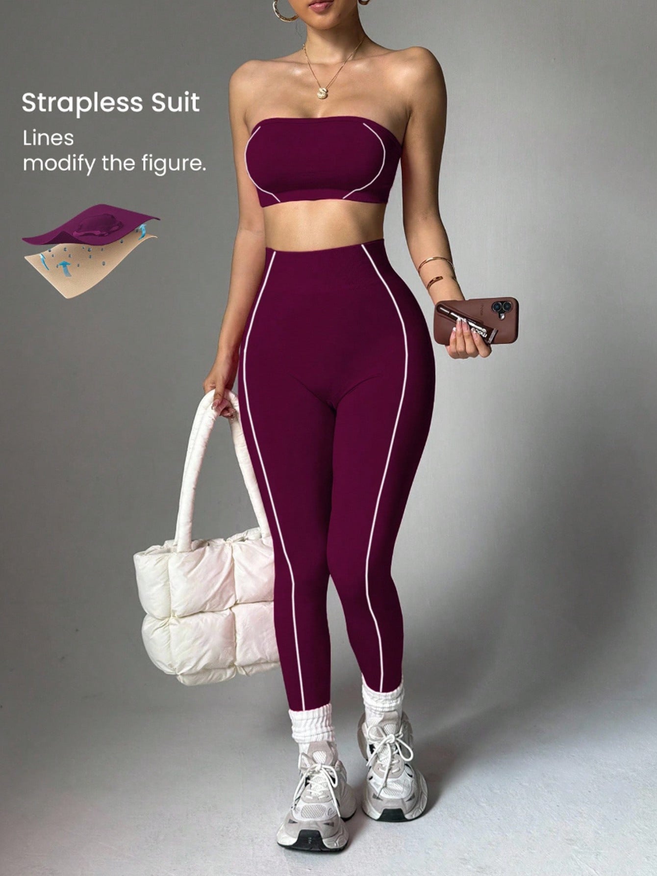Lila Zen Strapless Sculpt Seamless Yoga Set