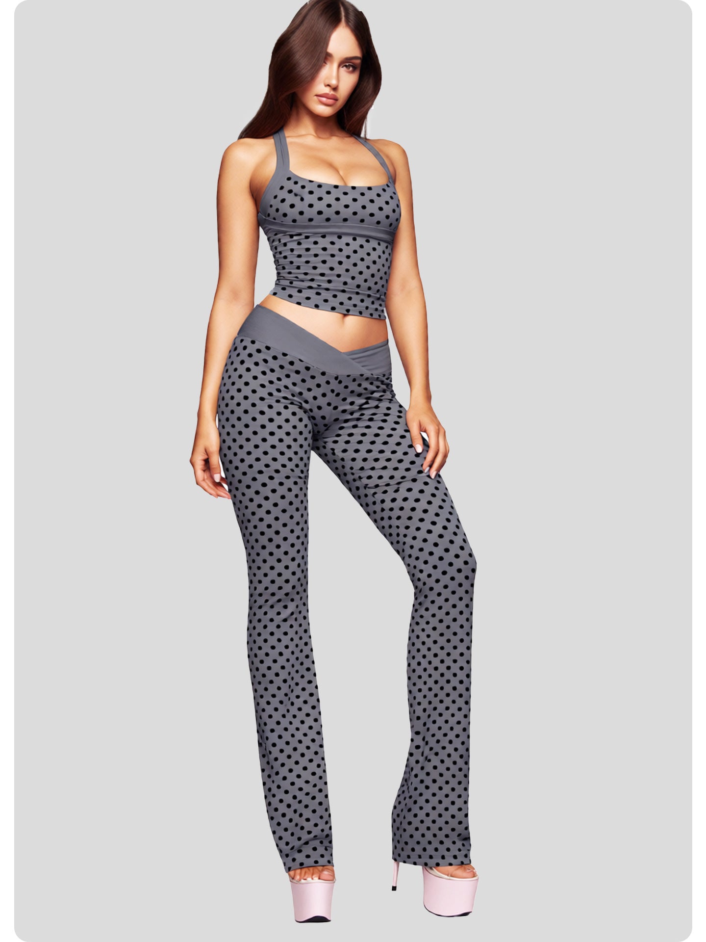 Polka Dot Tank Top & Flare Pants Set