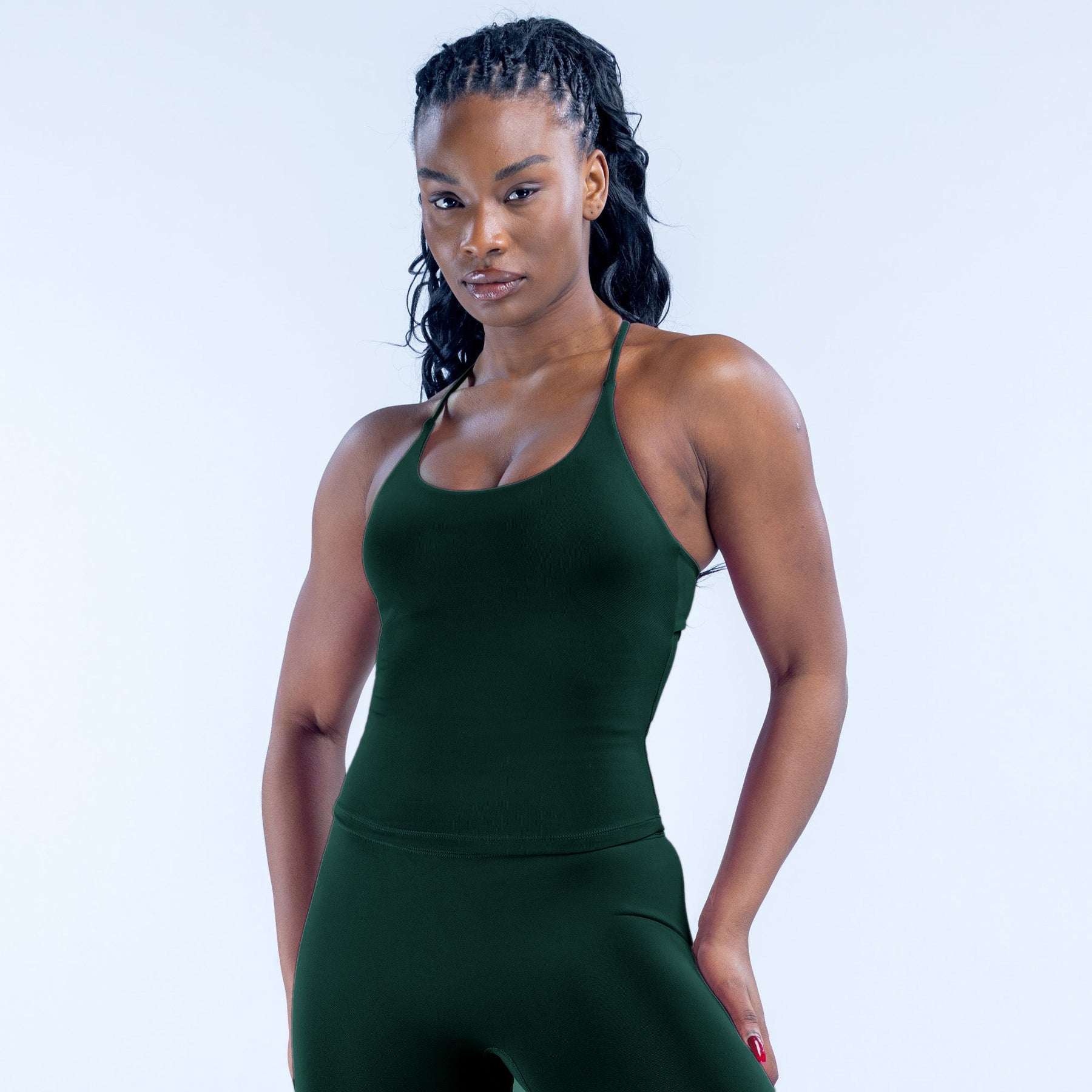Lila Zen Halter Open-Back Sculpting Yoga Tank Top