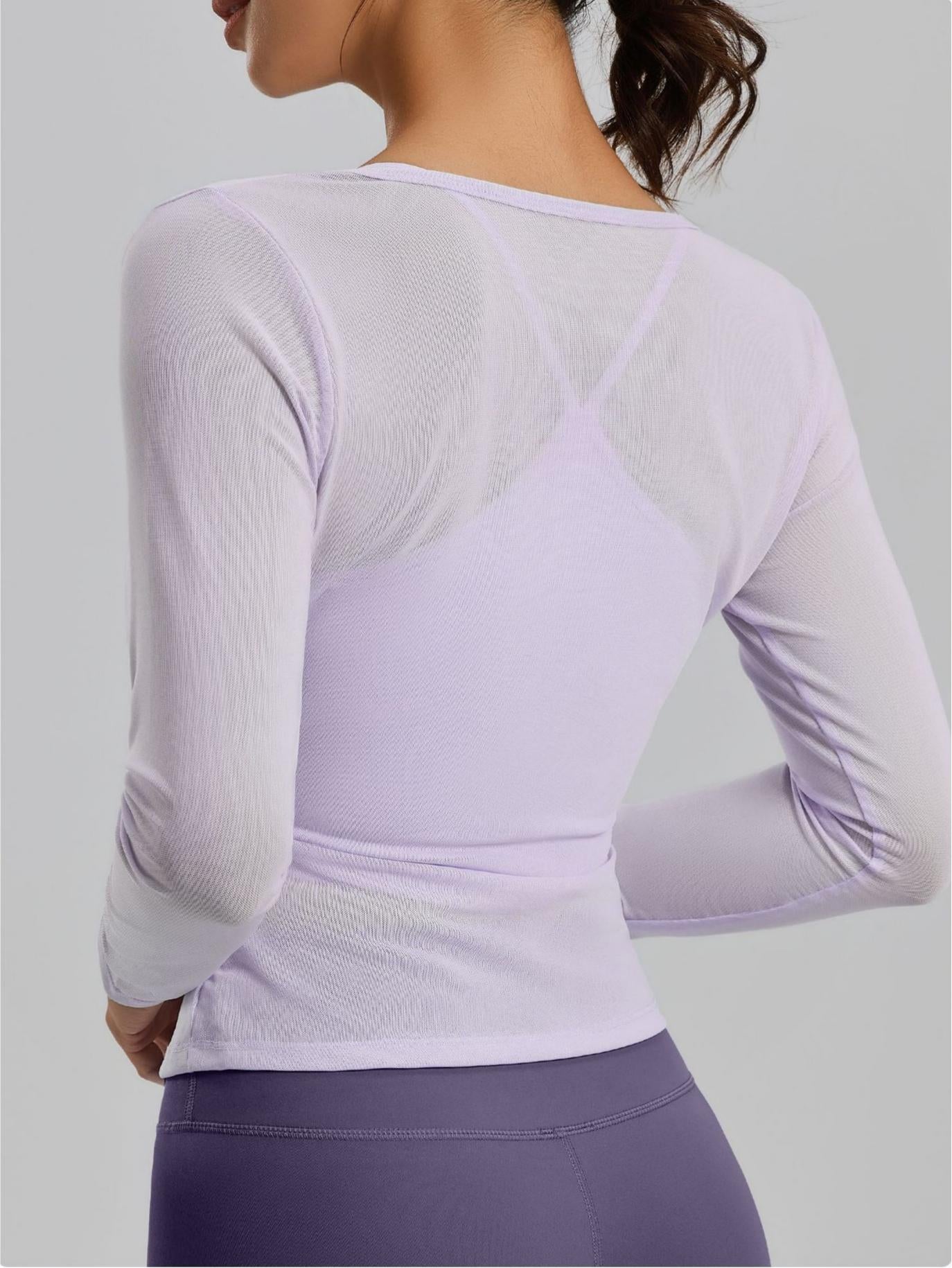 Lila Zen Women's Sheer Mesh Long-Sleeved Camisole Two-Piece Set