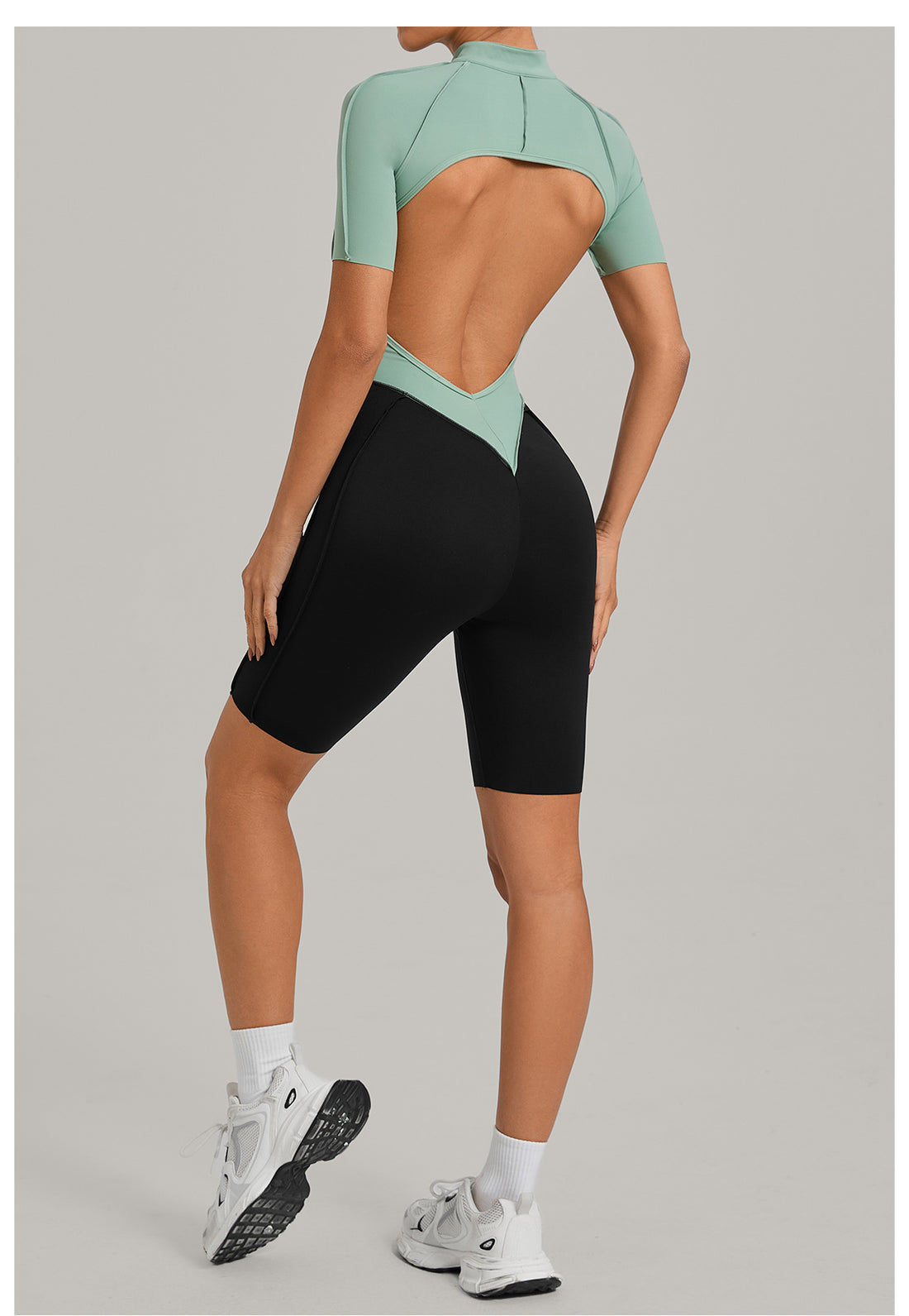 Lila Zen Half-Zip Open-Back Sculpt Romper