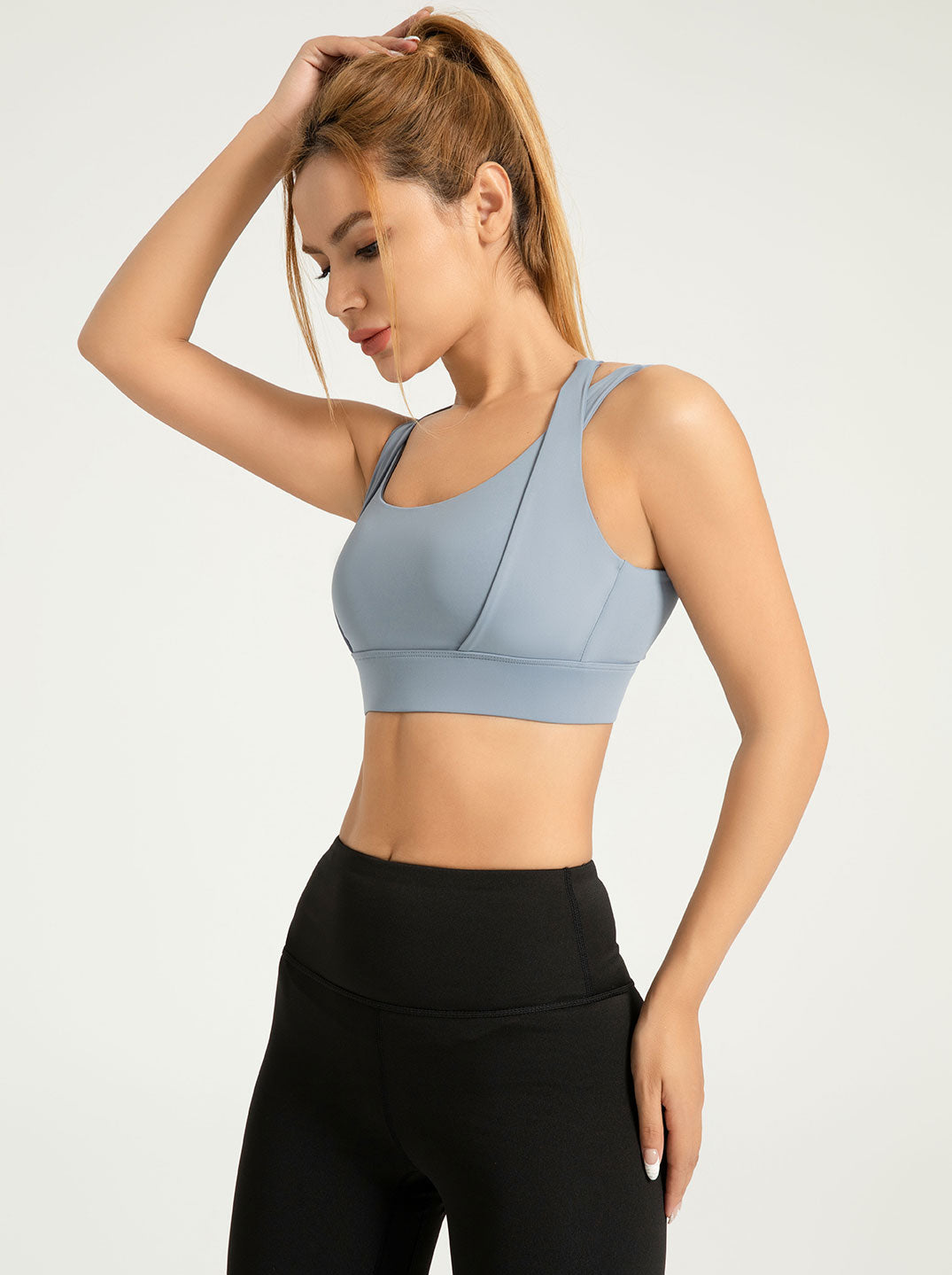 Lila Zen Women's Enhanced Bust Yoga Sports Bra with Double Shoulder Straps