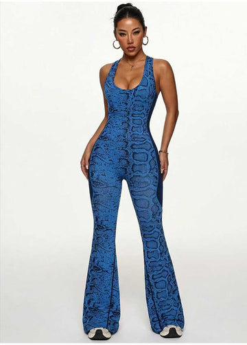 Lila Zen Serpentine Sculpt Backless Flared Yoga Jumpsuit