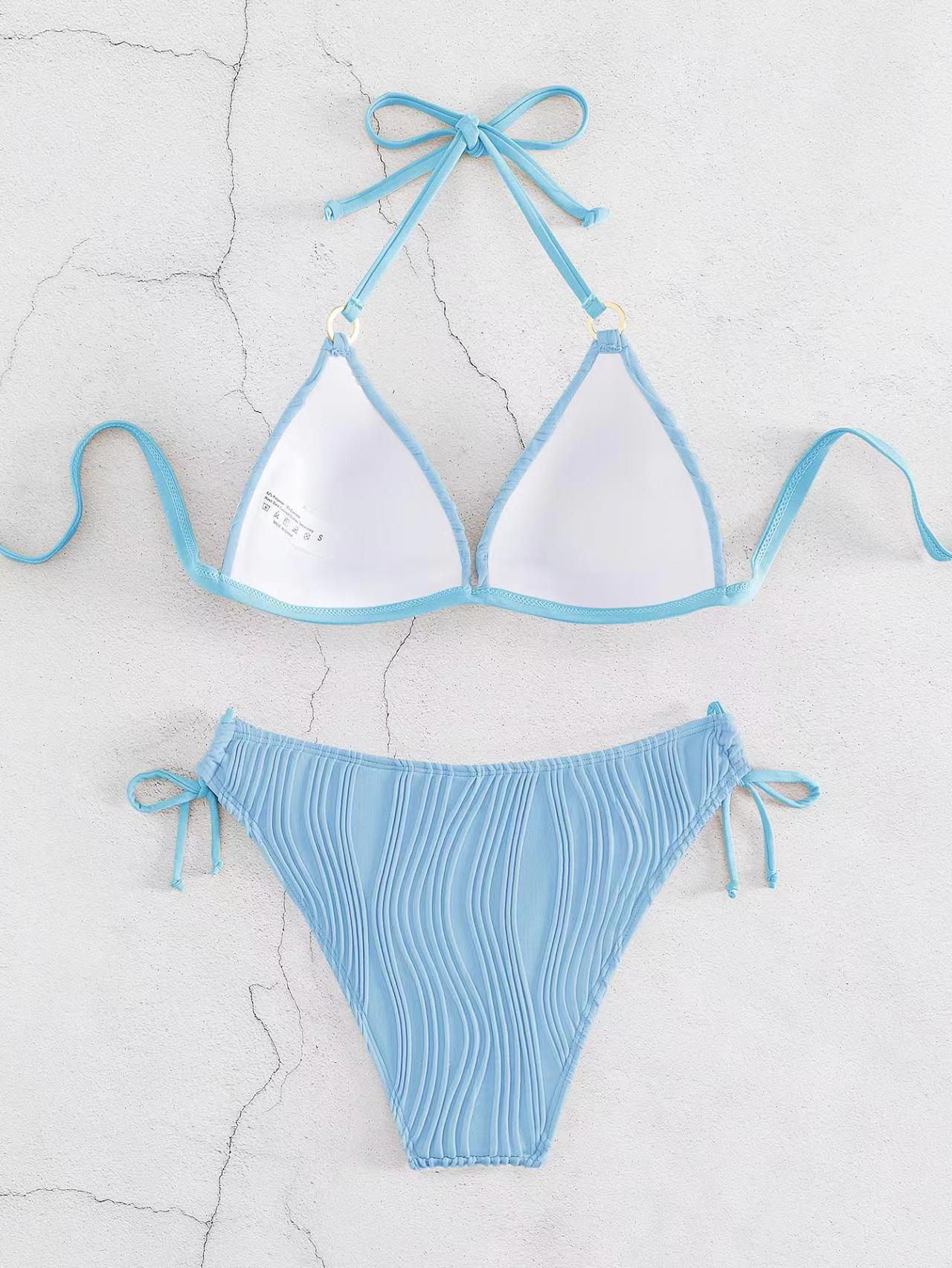 Ribbed Push-Up Halter Bikini Set
