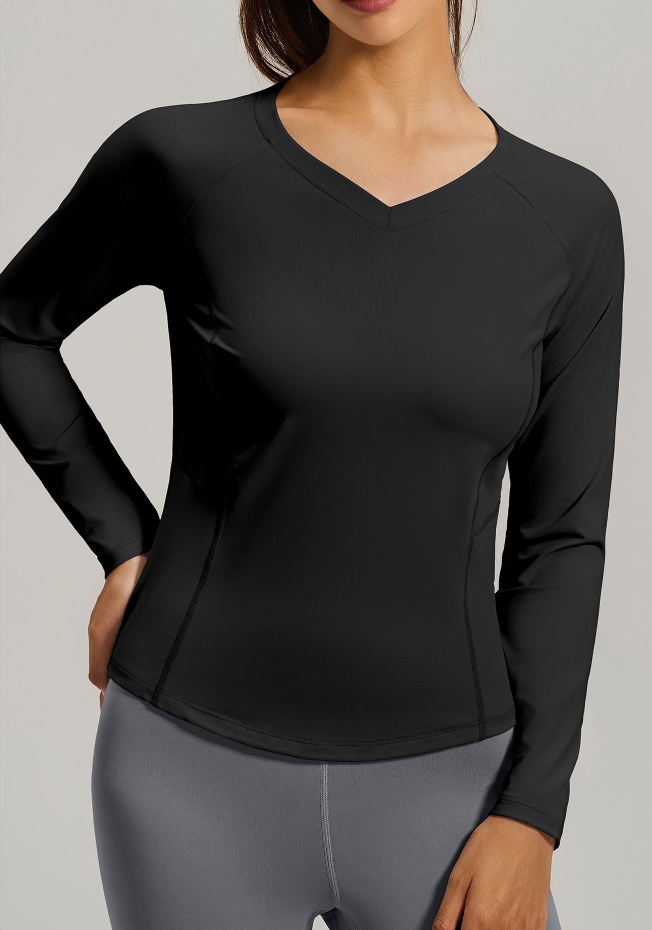 Lila Zen Backless Mesh V-Neck Yoga Fitness Long-Sleeve Top