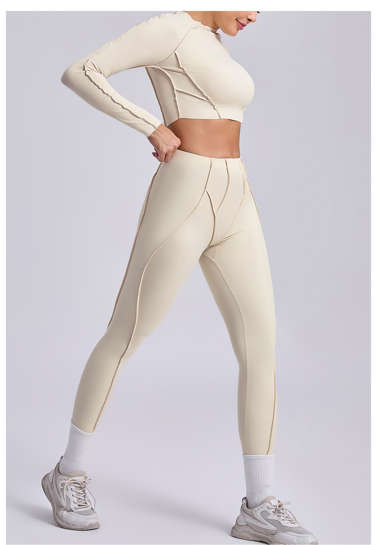 Lila Zen Sculpt Seam Long Sleeve Crop Top & Leggings Set
