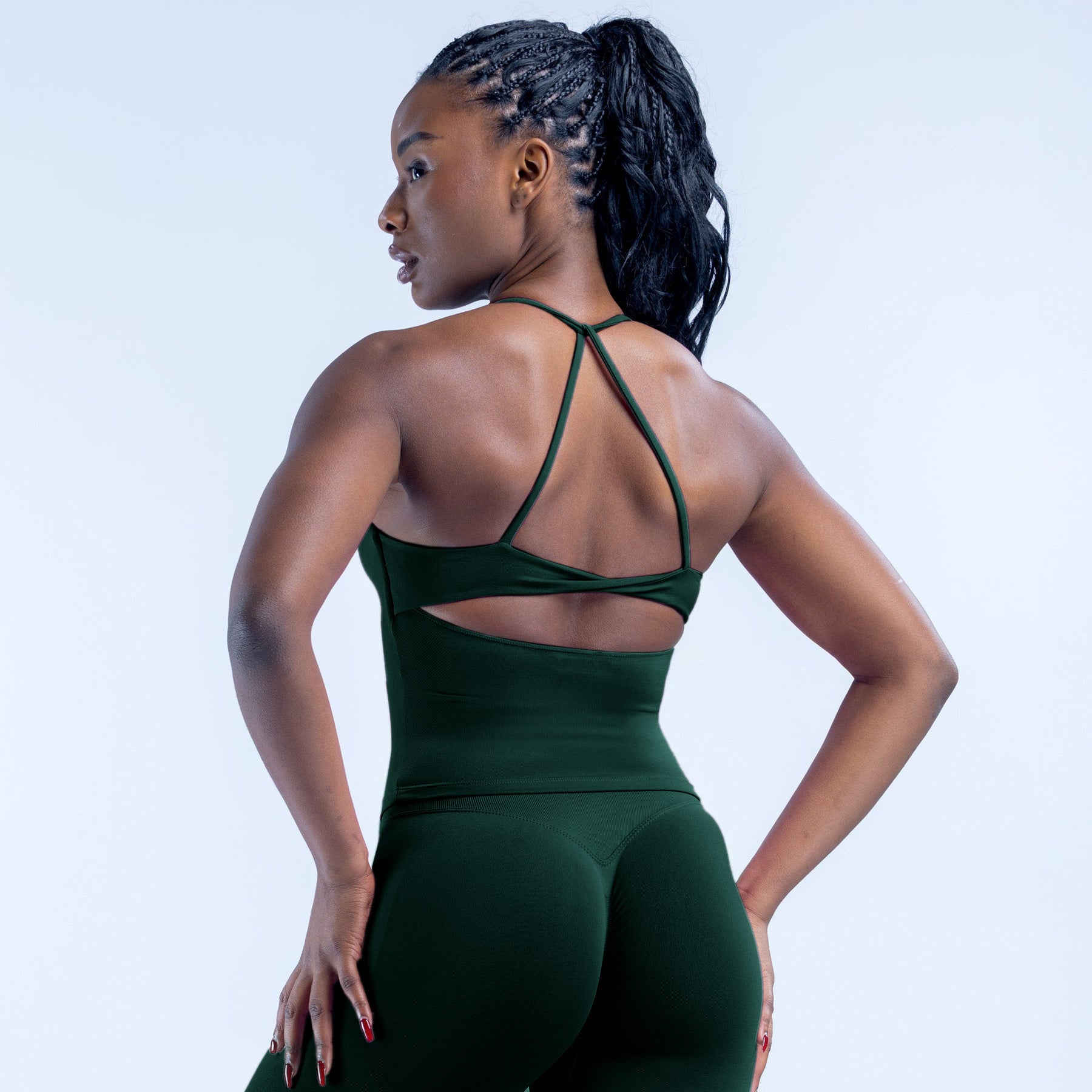 Lila Zen Halter Open-Back Sculpting Yoga Tank Top