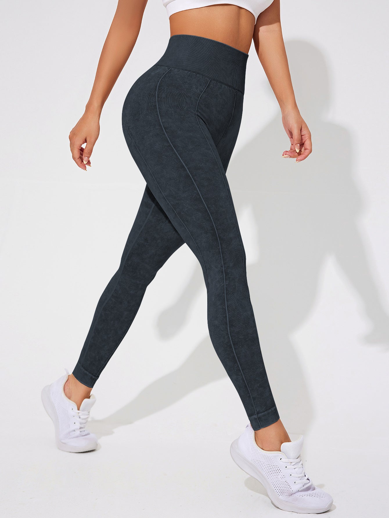 Lila Zen Seamless Ribbed Slim Fit Hip-Lifting Fitness Yoga Exercise Pants