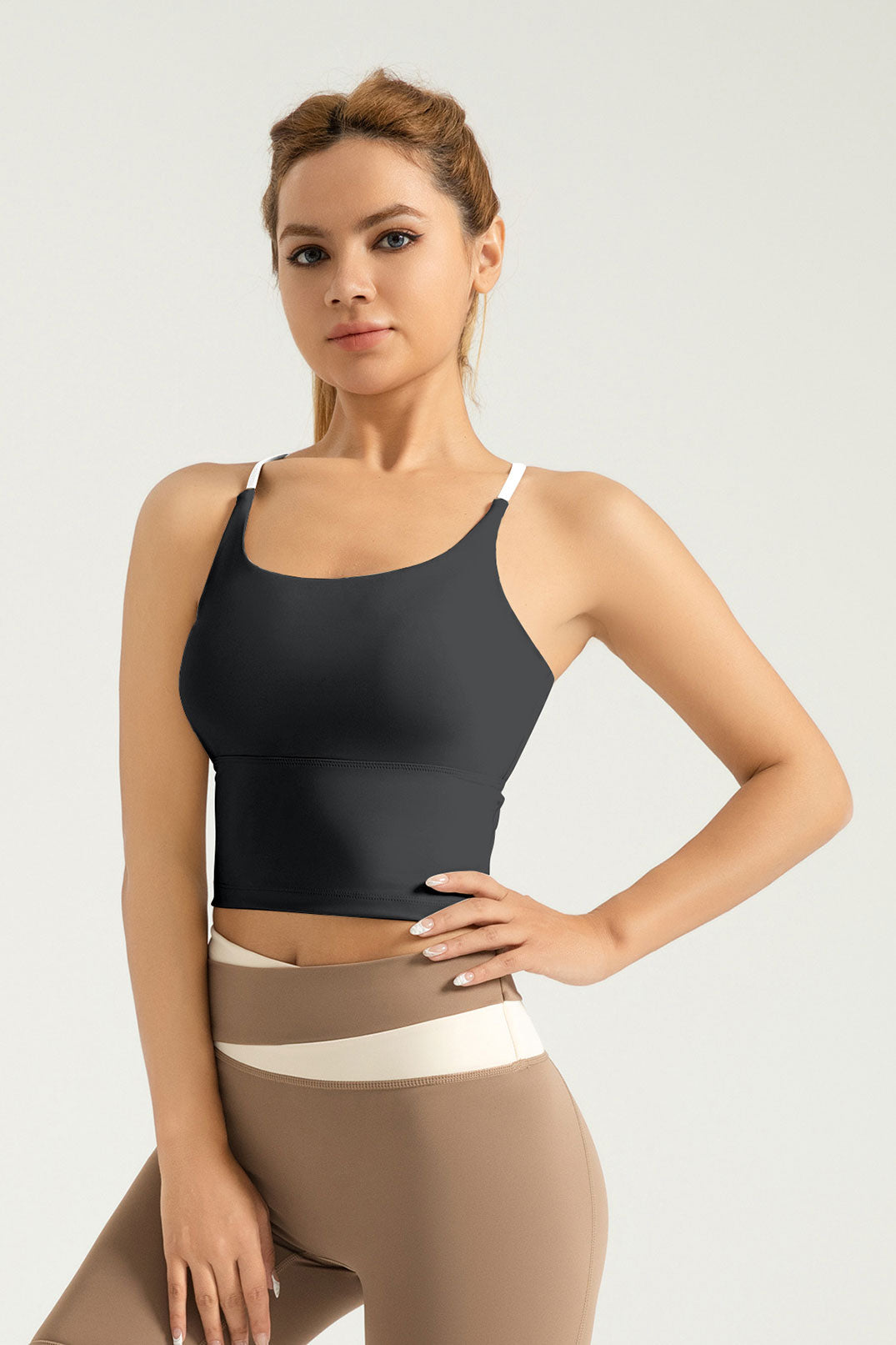 Lila Zen High-Elasticity Nude-Feel Crossback Sports Bra for Women