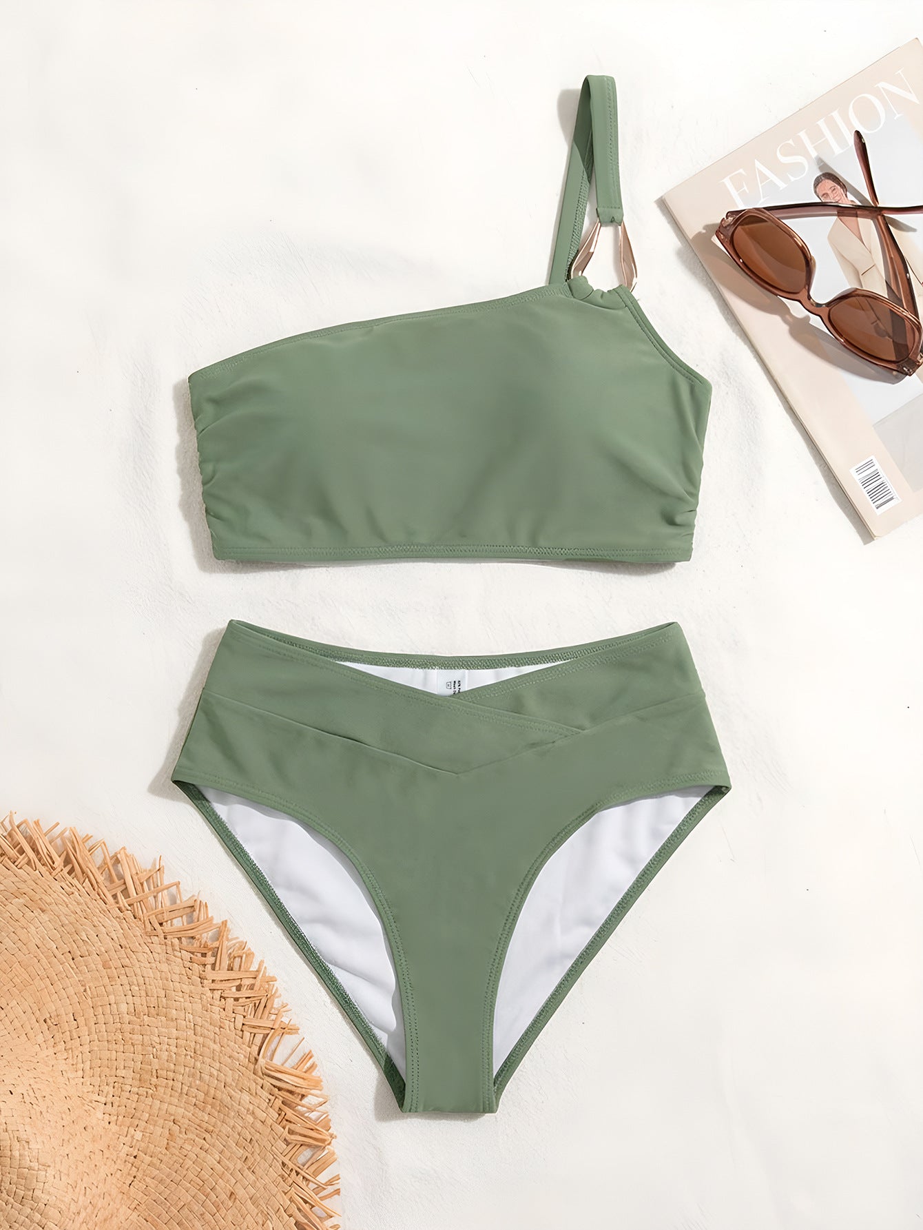 Lila Zen One-Shoulder Ring Detail Bikini Set