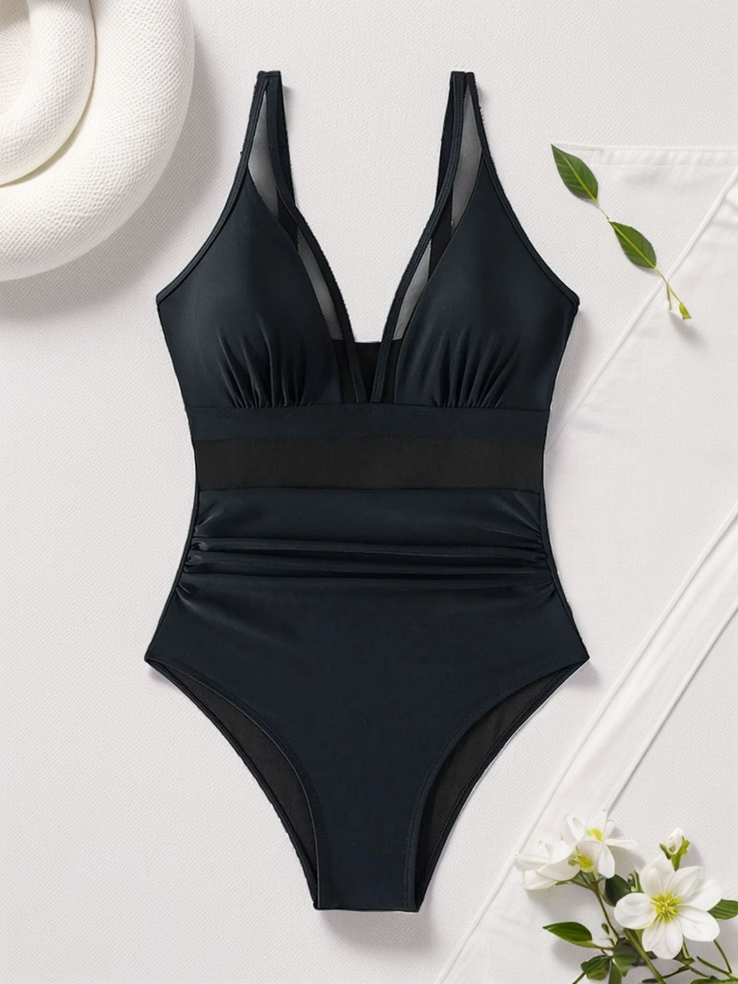 Lila Zen Plunge Mesh Tummy Control One-Piece Swimsuit
