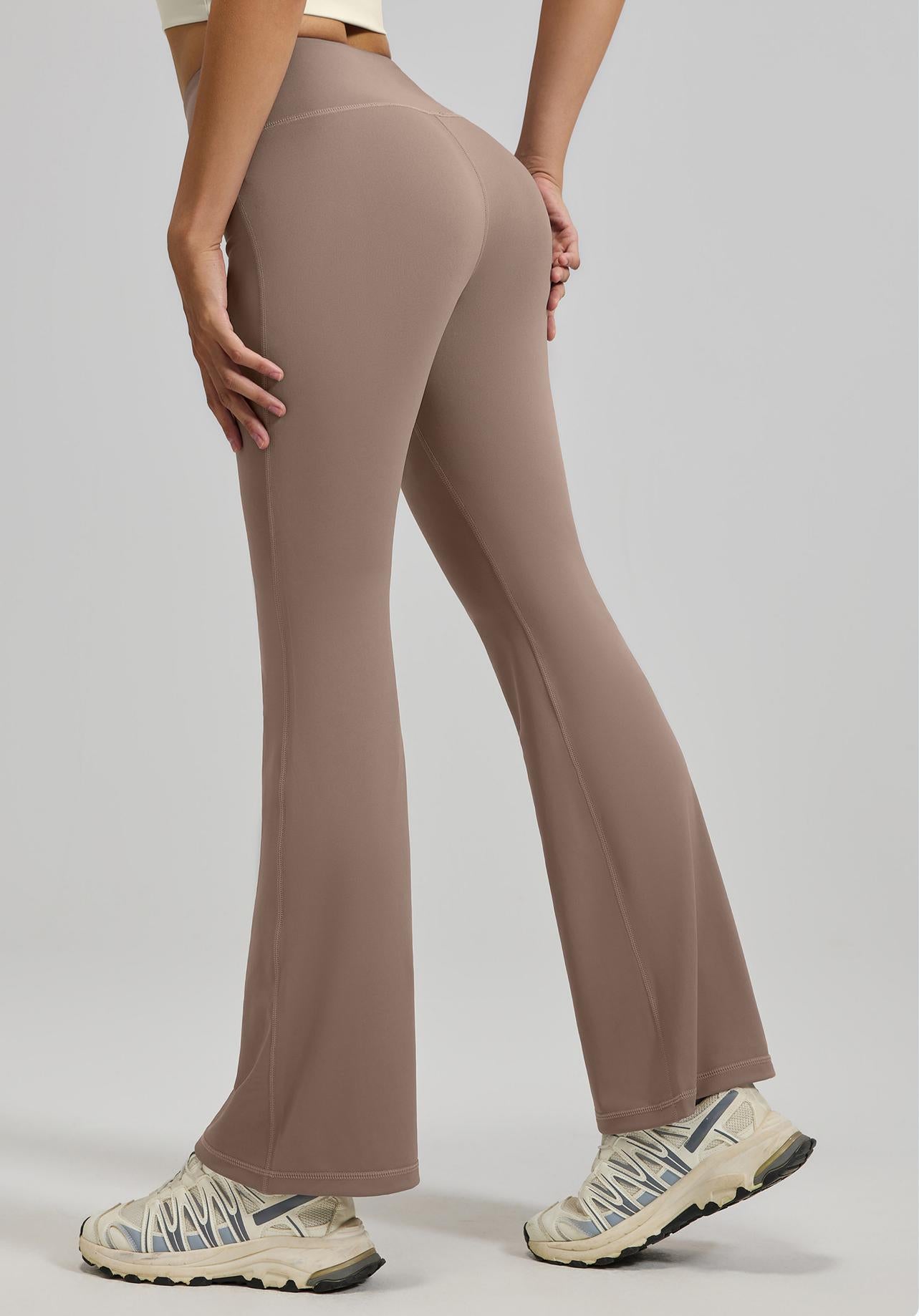 Lila Zen Women's High-Waisted Hip-Lifting Yoga Exercise Flare Pants