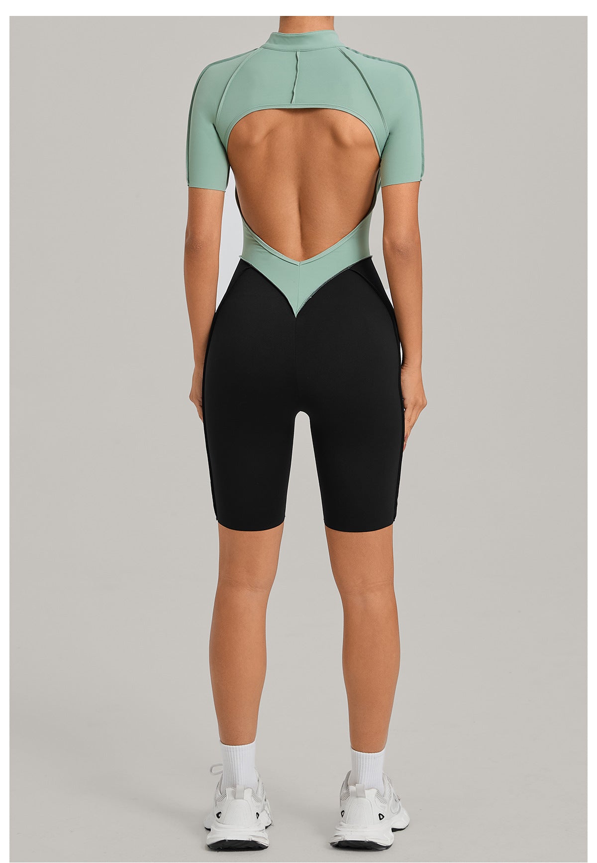 Lila Zen Half-Zip Open-Back Sculpt Romper