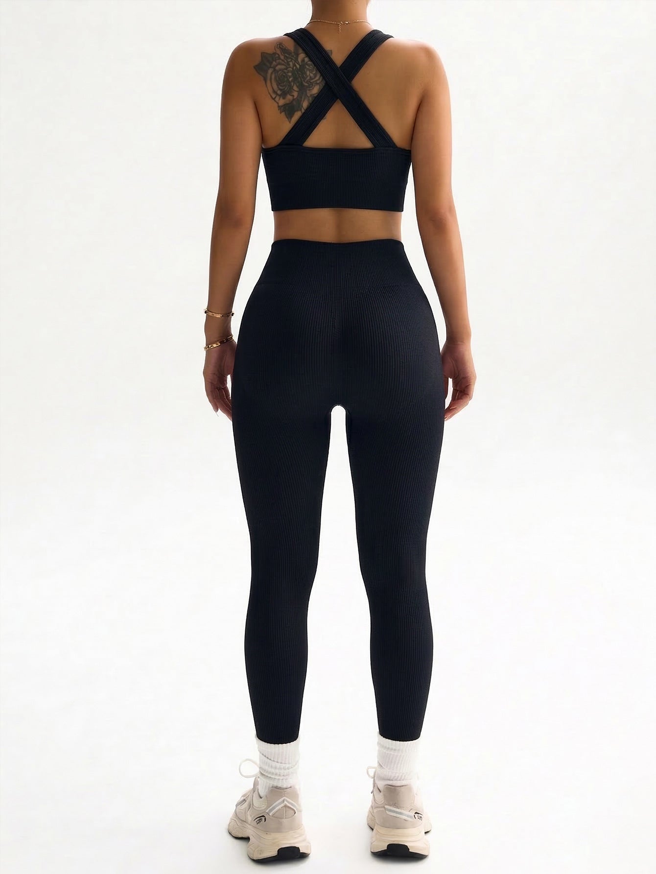 Lila Zen Cross-Back Seamless Crop Top & Scrunch Leggings Set