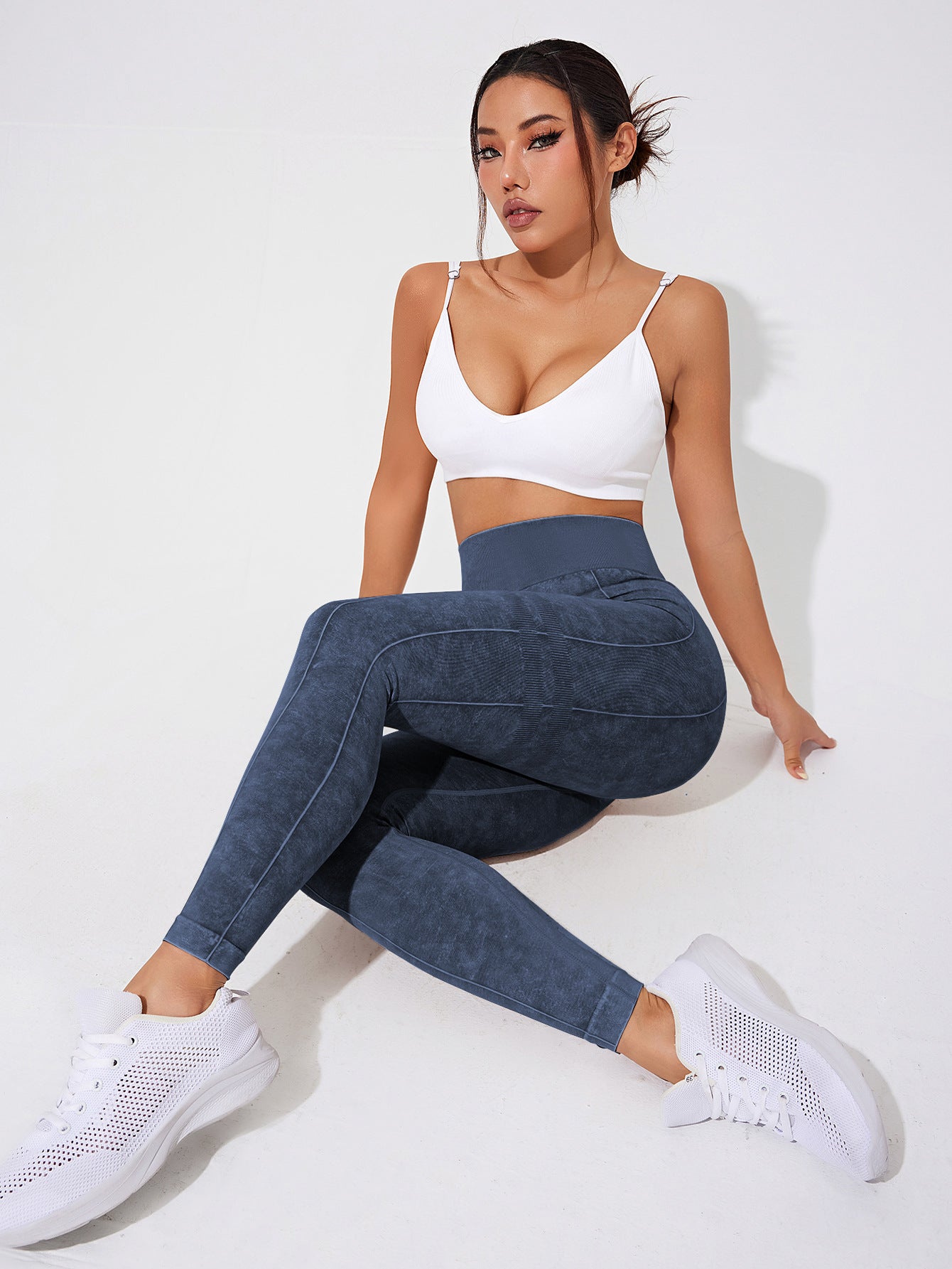Lila Zen Seamless Ribbed Slim Fit Hip-Lifting Fitness Yoga Exercise Pants