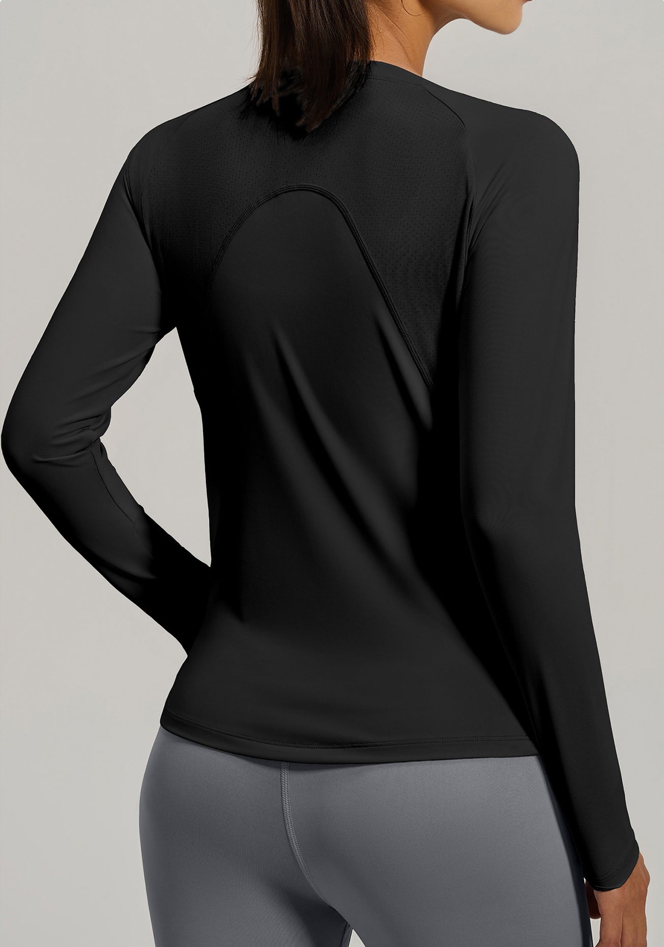 Lila Zen Backless Mesh V-Neck Yoga Fitness Long-Sleeve Top