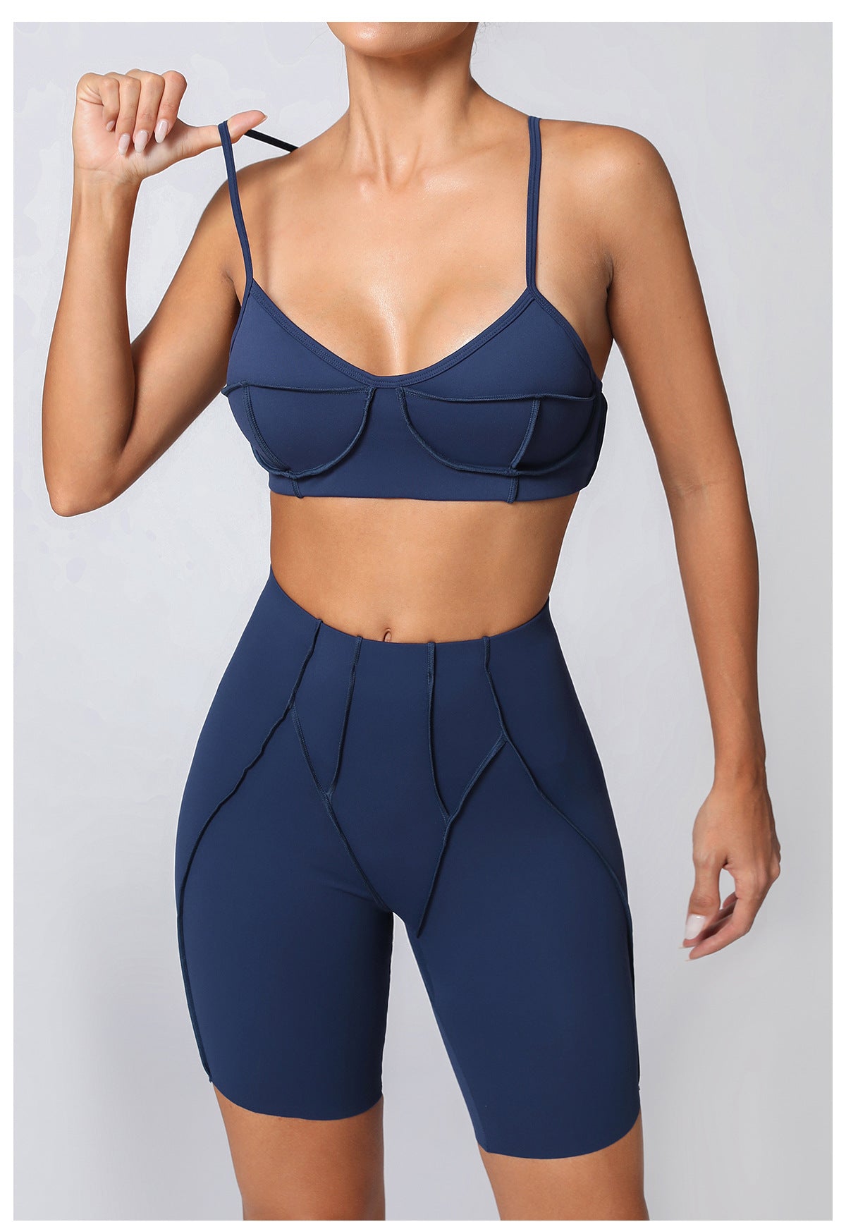 Lila Zen Sculpt Seam Padded Sports Bra & Biker Shorts Set