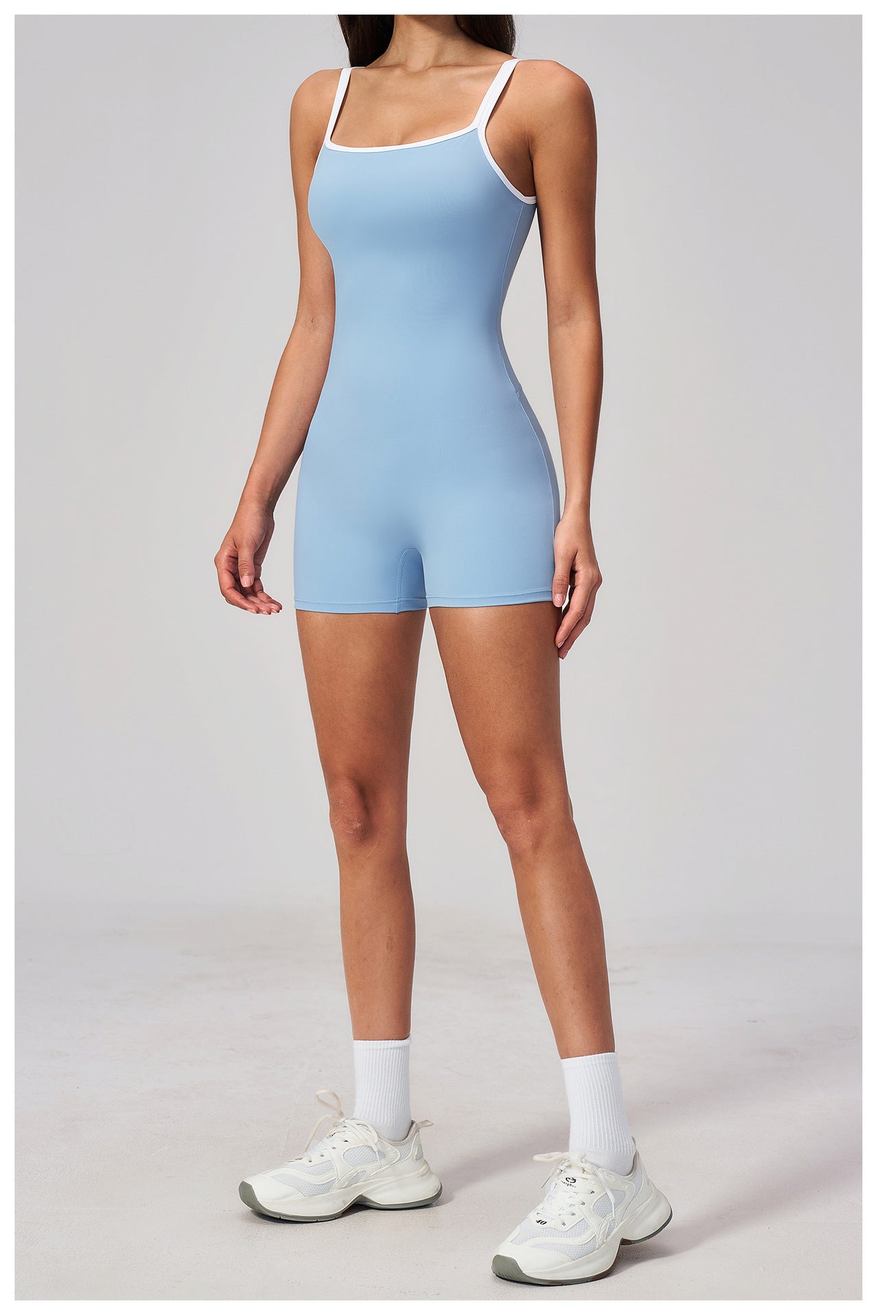 Lila Zen Contrast Trim Open-Back Sculpt Romper