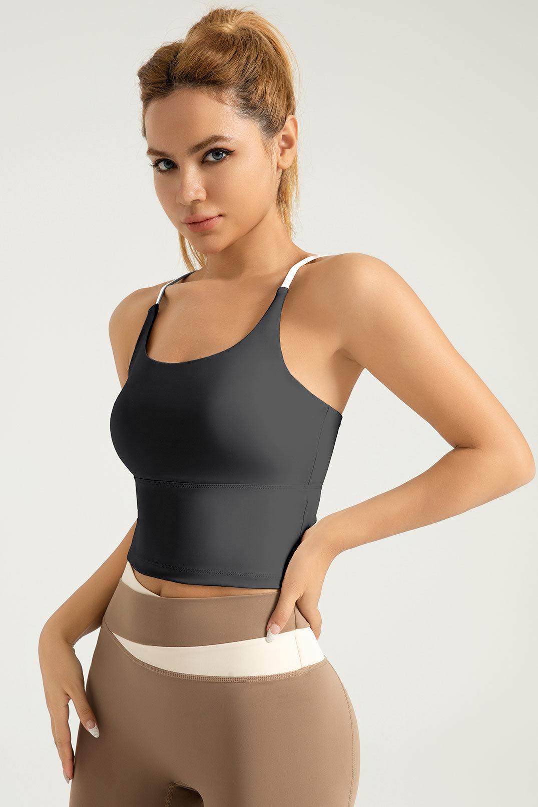 Lila Zen High-Elasticity Nude-Feel Crossback Sports Bra for Women