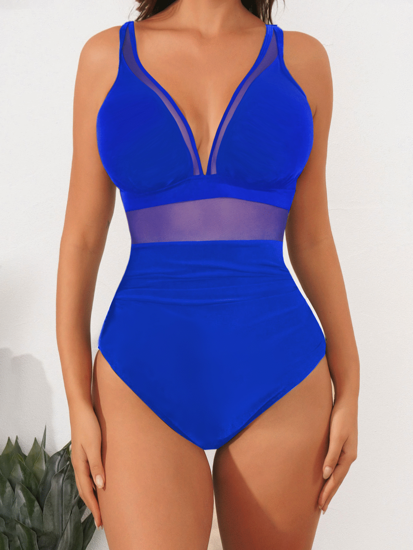 Lila Zen Plunge Mesh Tummy Control One-Piece Swimsuit