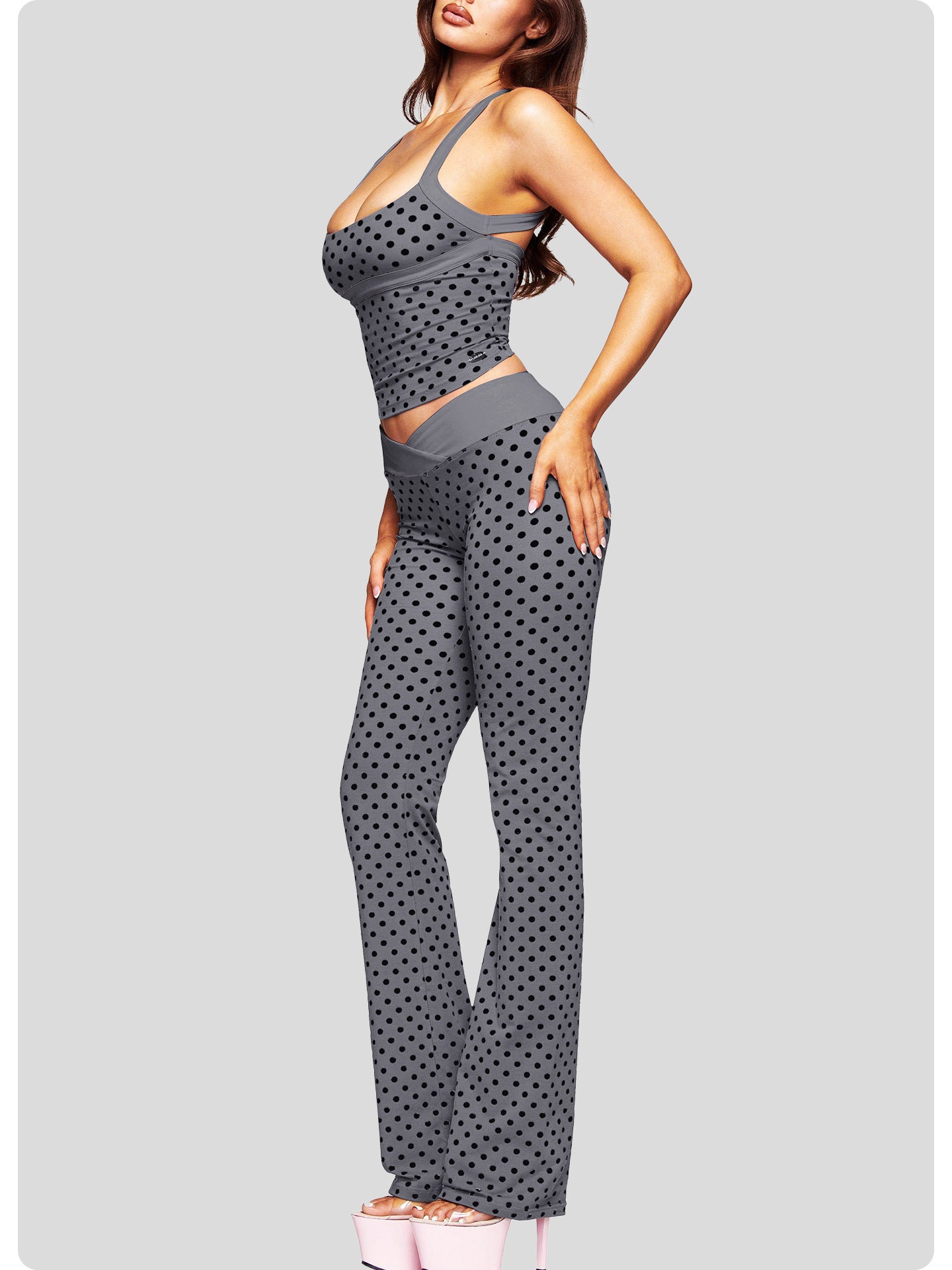 Polka Dot Tank Top & Flare Pants Set