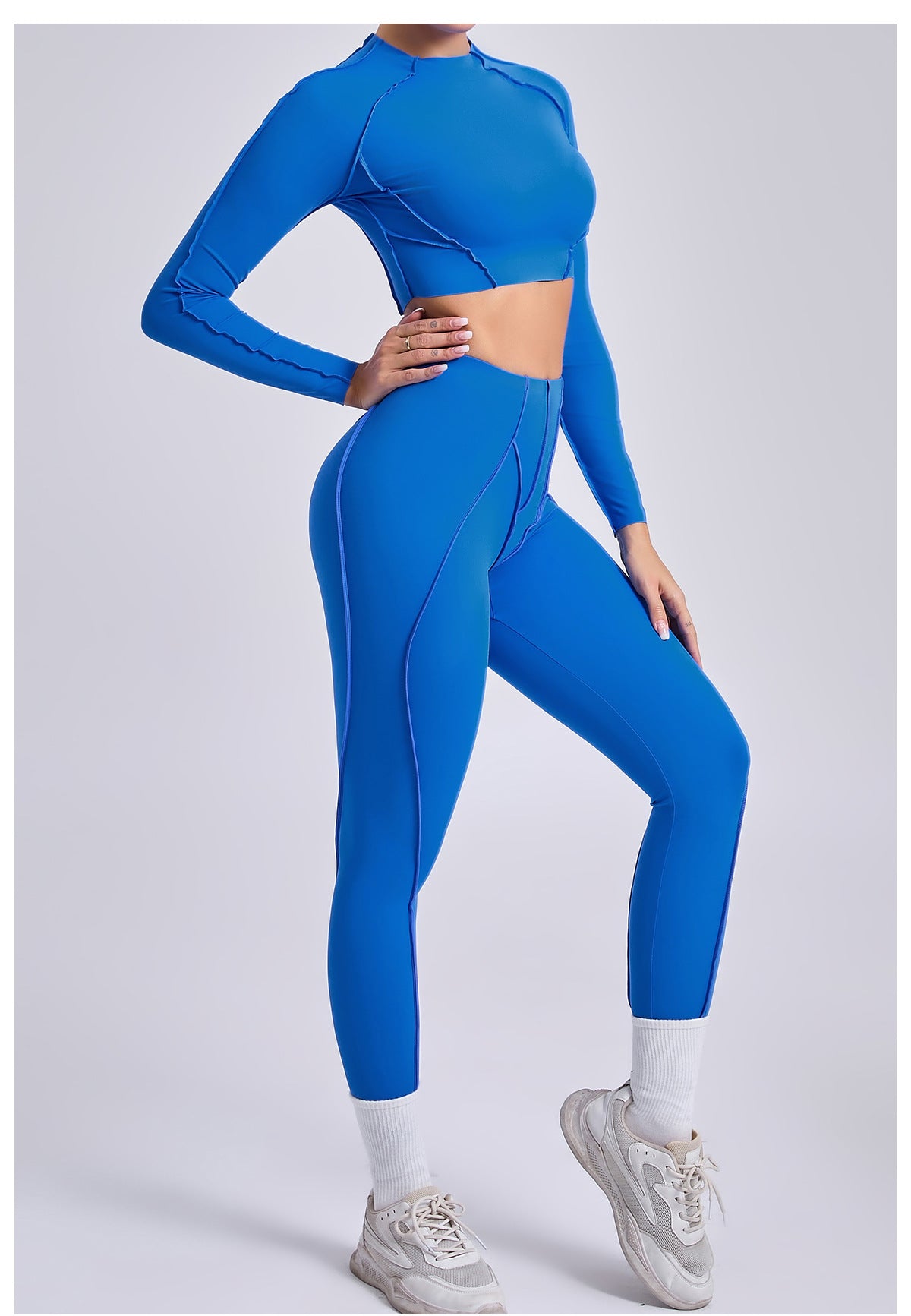 Lila Zen Sculpt Seam Long Sleeve Crop Top & Leggings Set