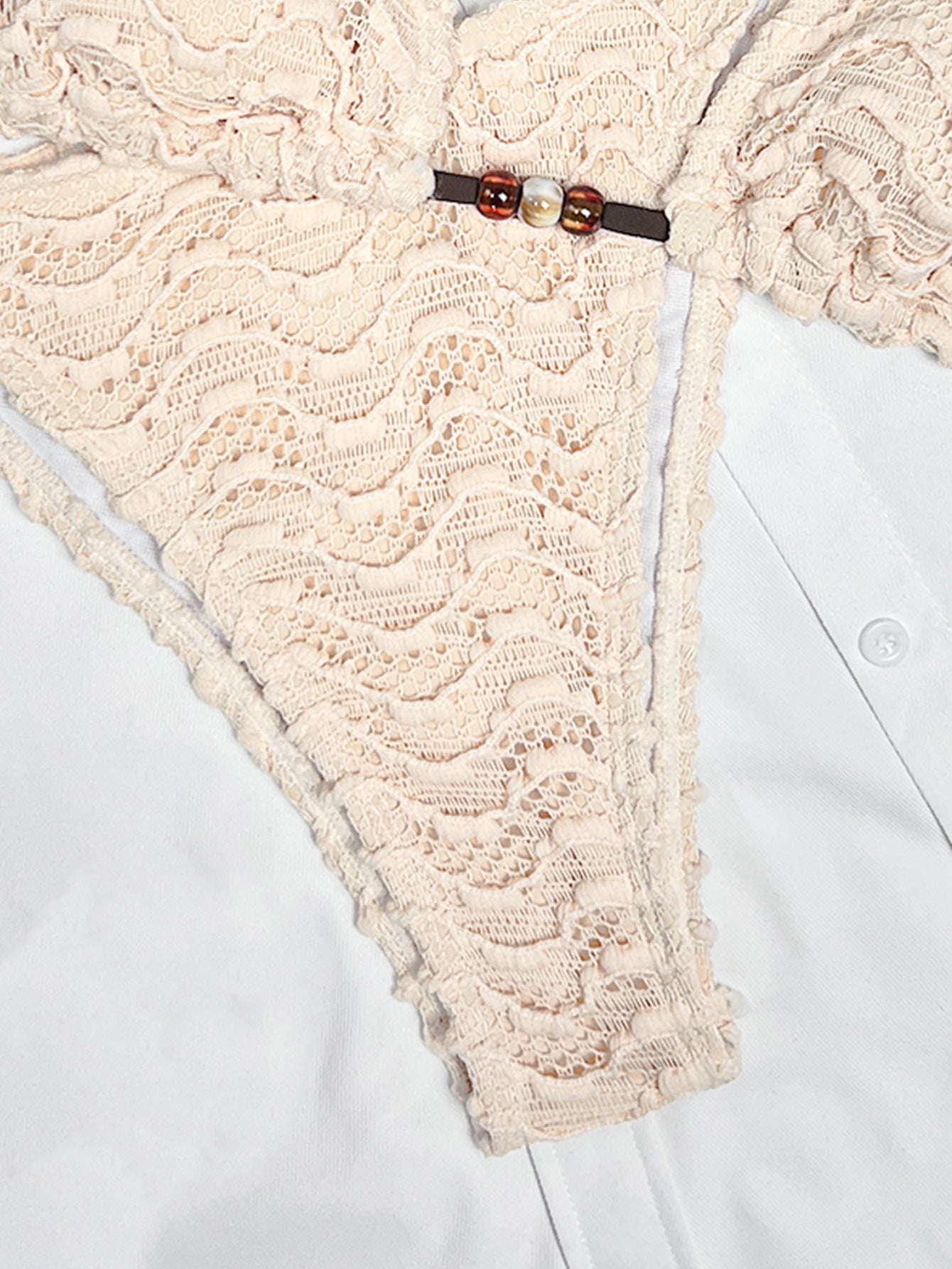 Crochet Texture Triangle Tie Side Bikini Set