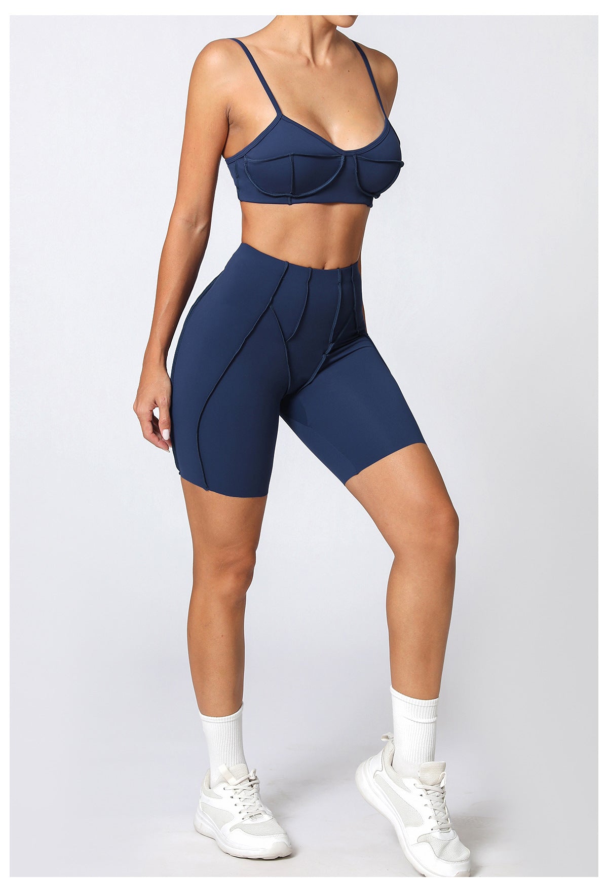 Lila Zen Sculpt Seam Padded Sports Bra & Biker Shorts Set