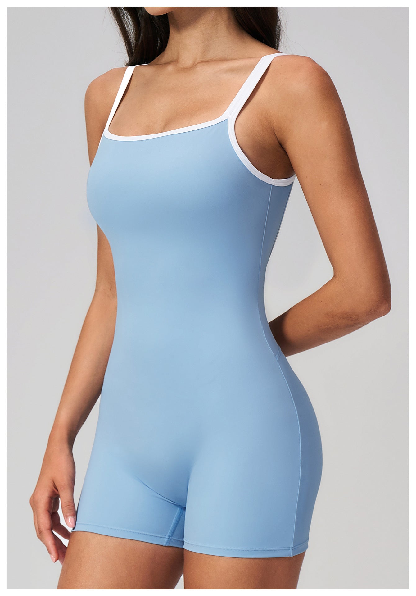 Lila Zen Contrast Trim Open-Back Sculpt Romper