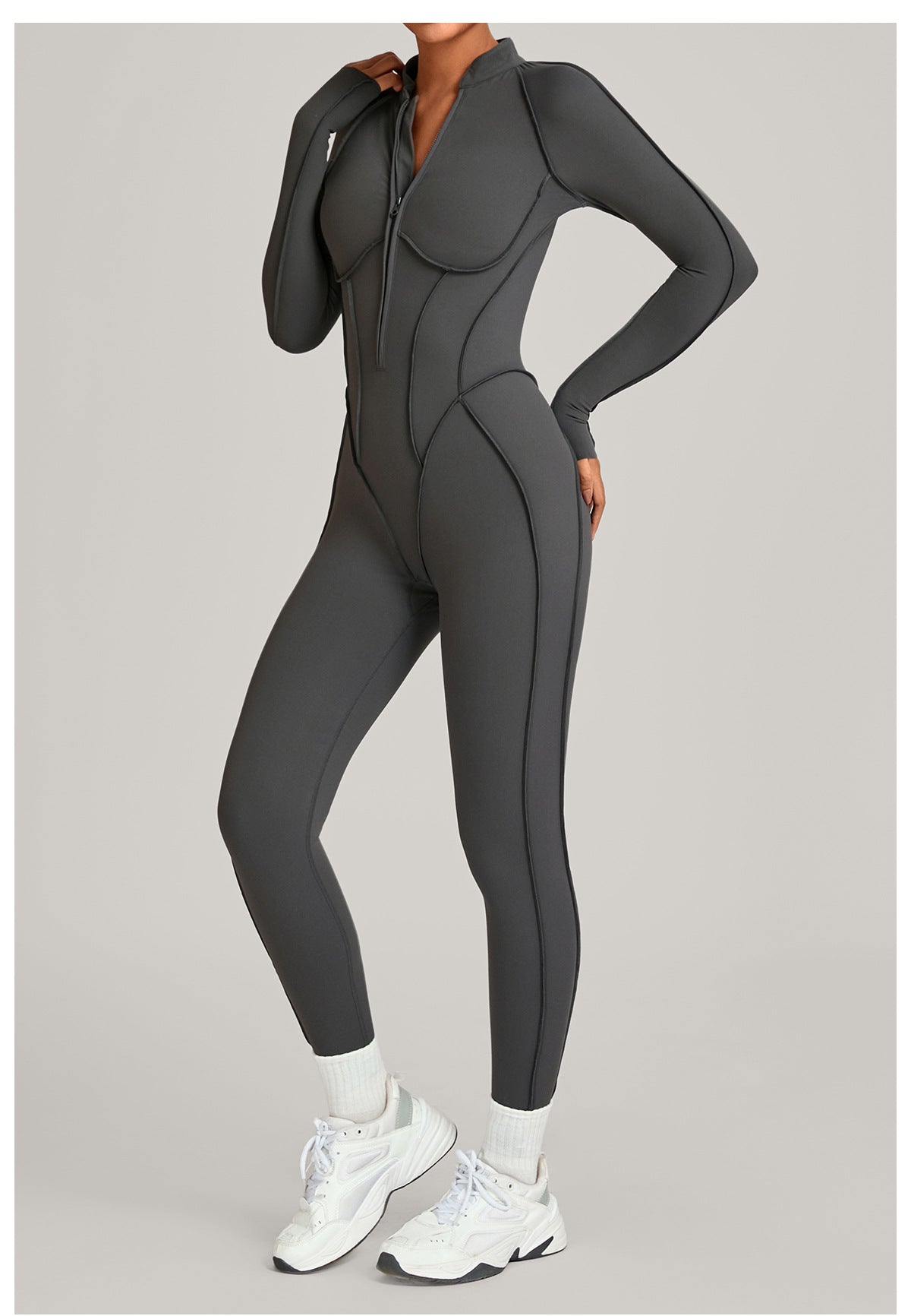 Lila Zen Half-Zip Contour Sculpt Long Sleeve Jumpsuit
