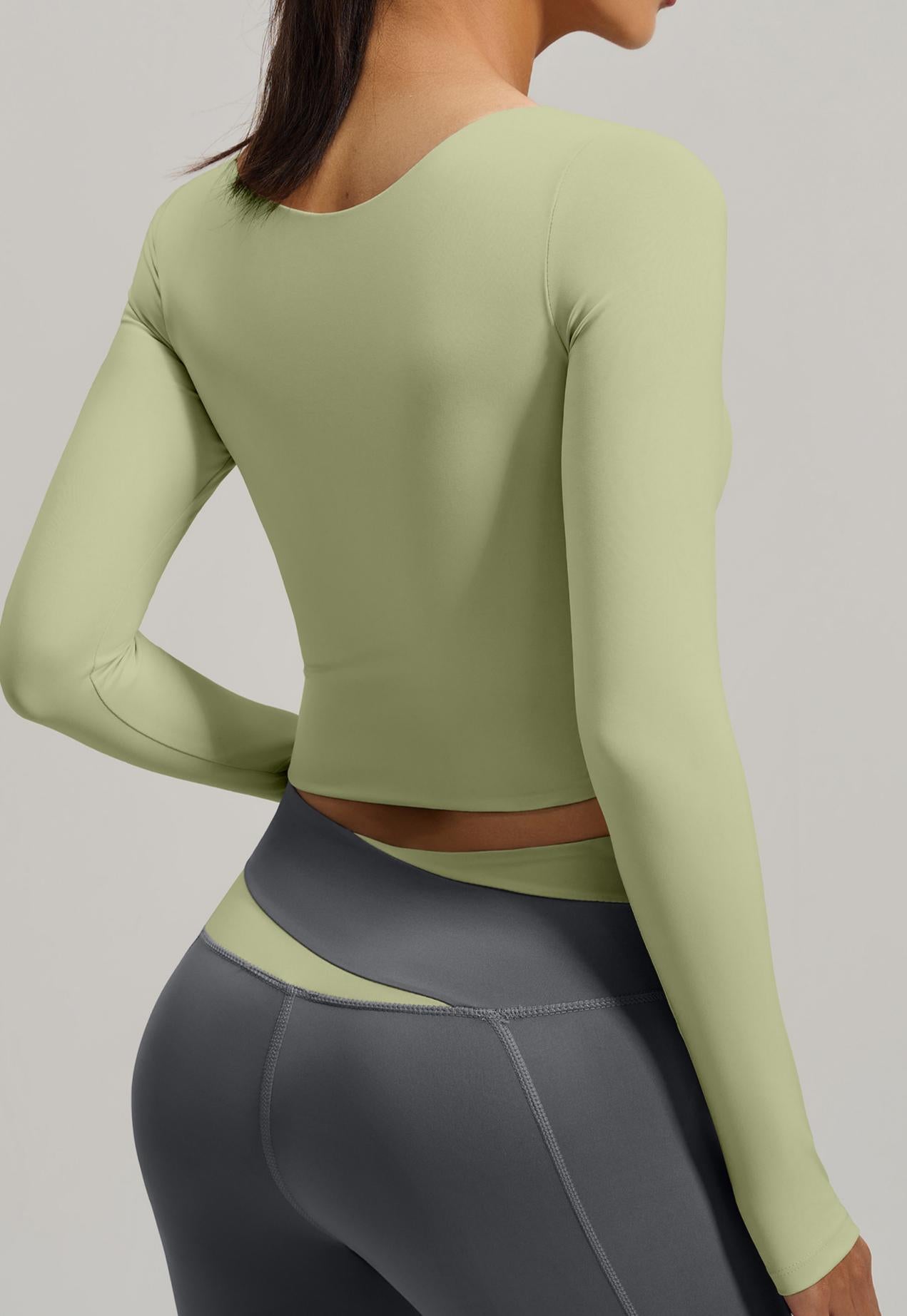Lila Zen Peach Color Block Yoga Long Sleeve