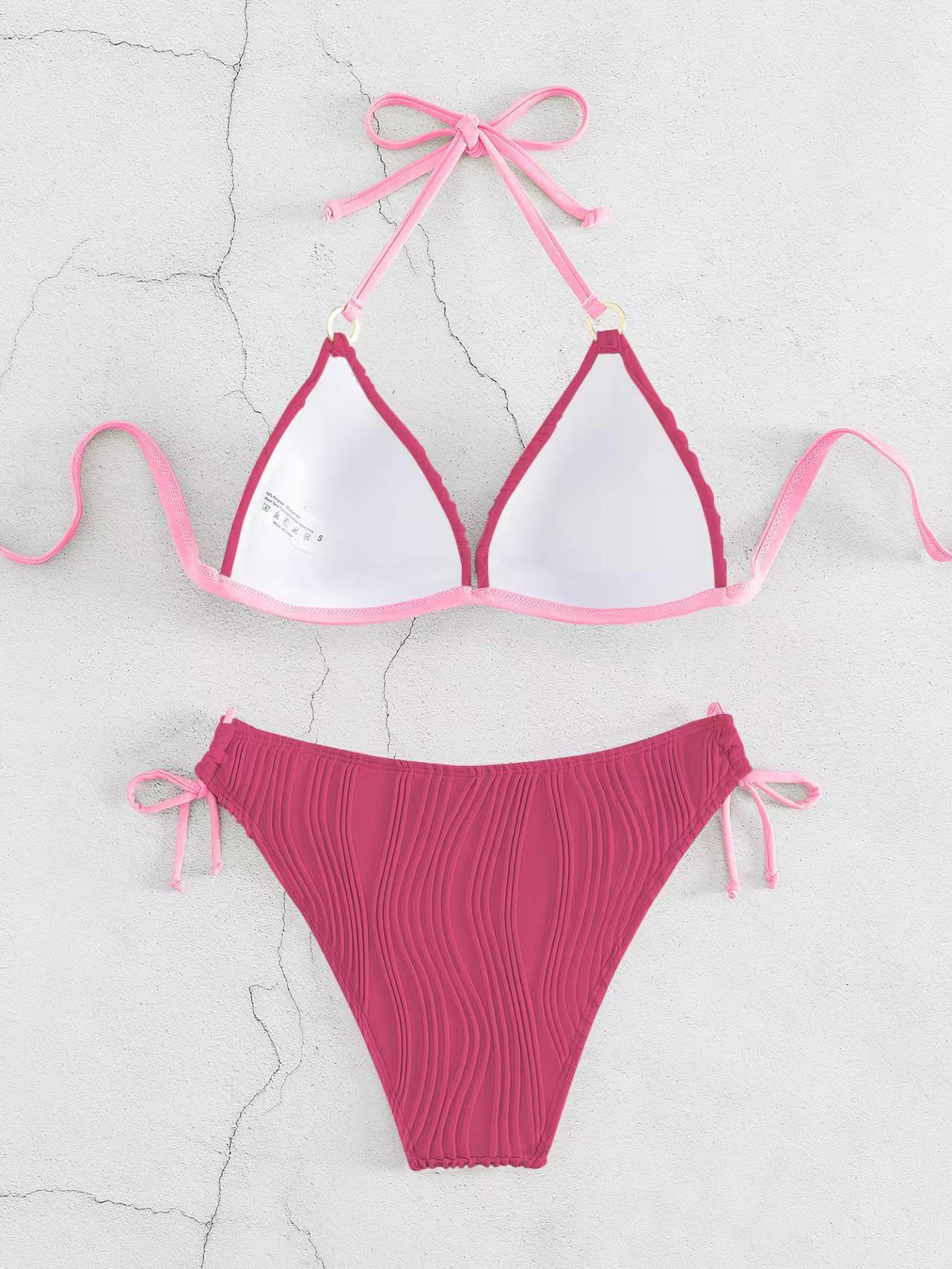 Ribbed Push-Up Halter Bikini Set