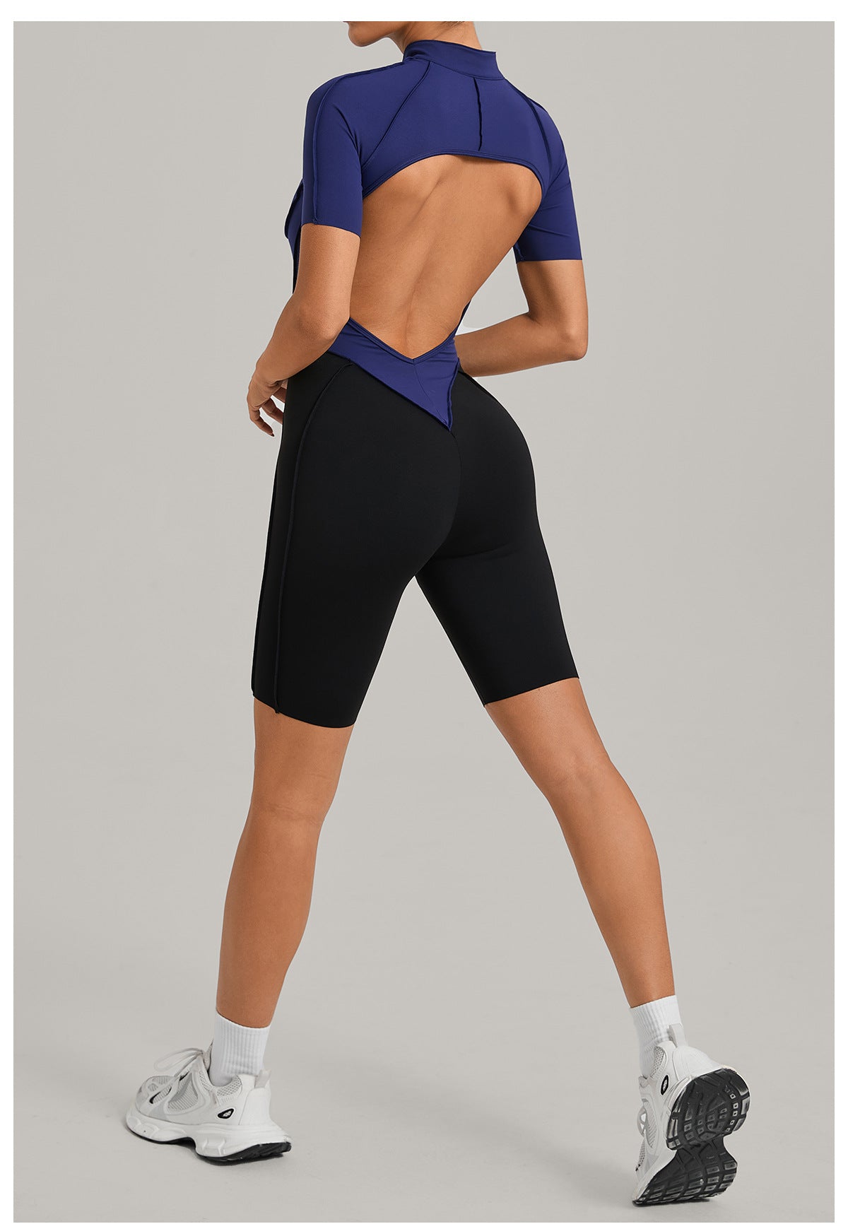 Lila Zen Half-Zip Open-Back Sculpt Romper