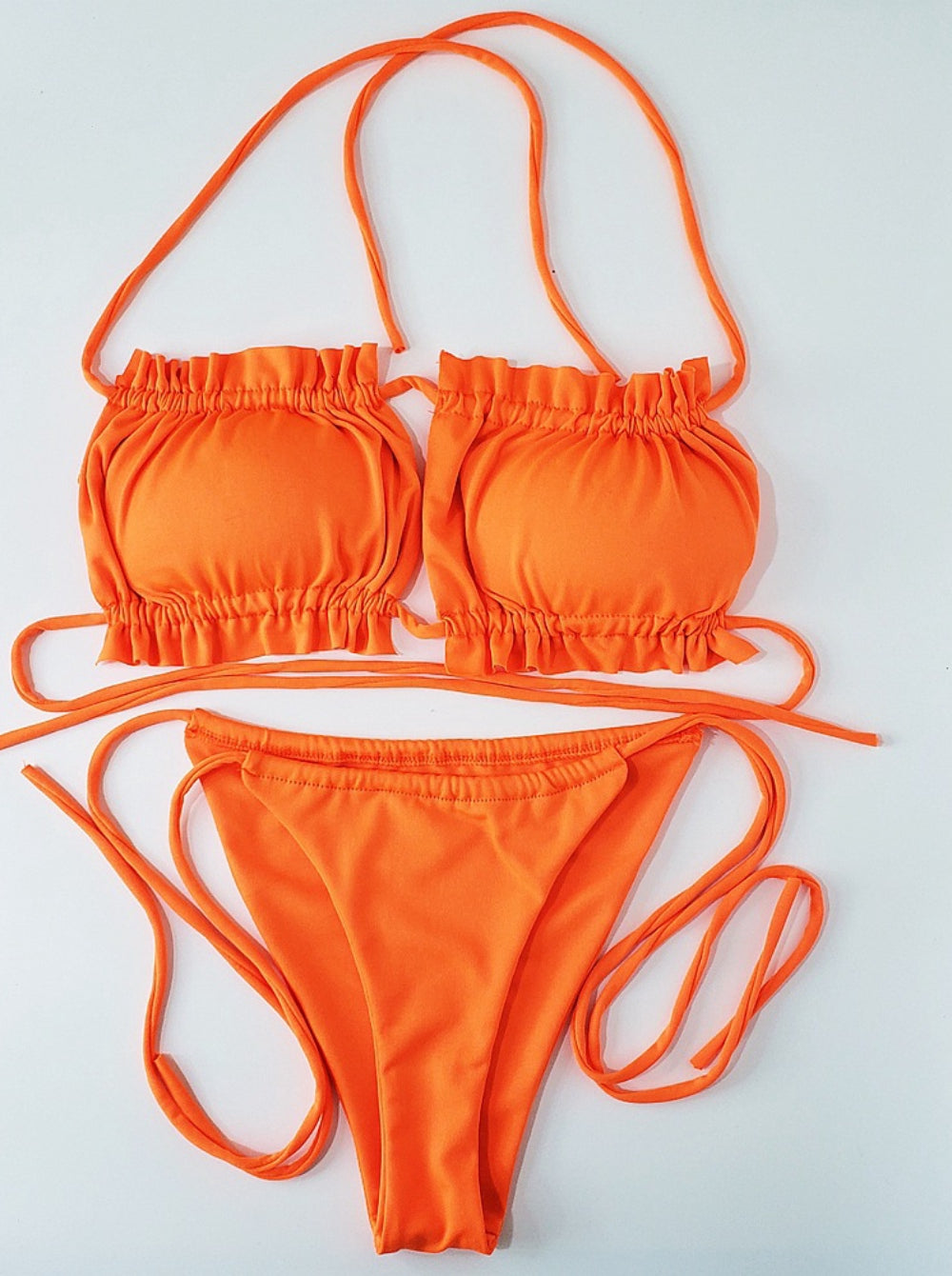 Marisol Ruched Bandeau Tie-Side Bikini Set