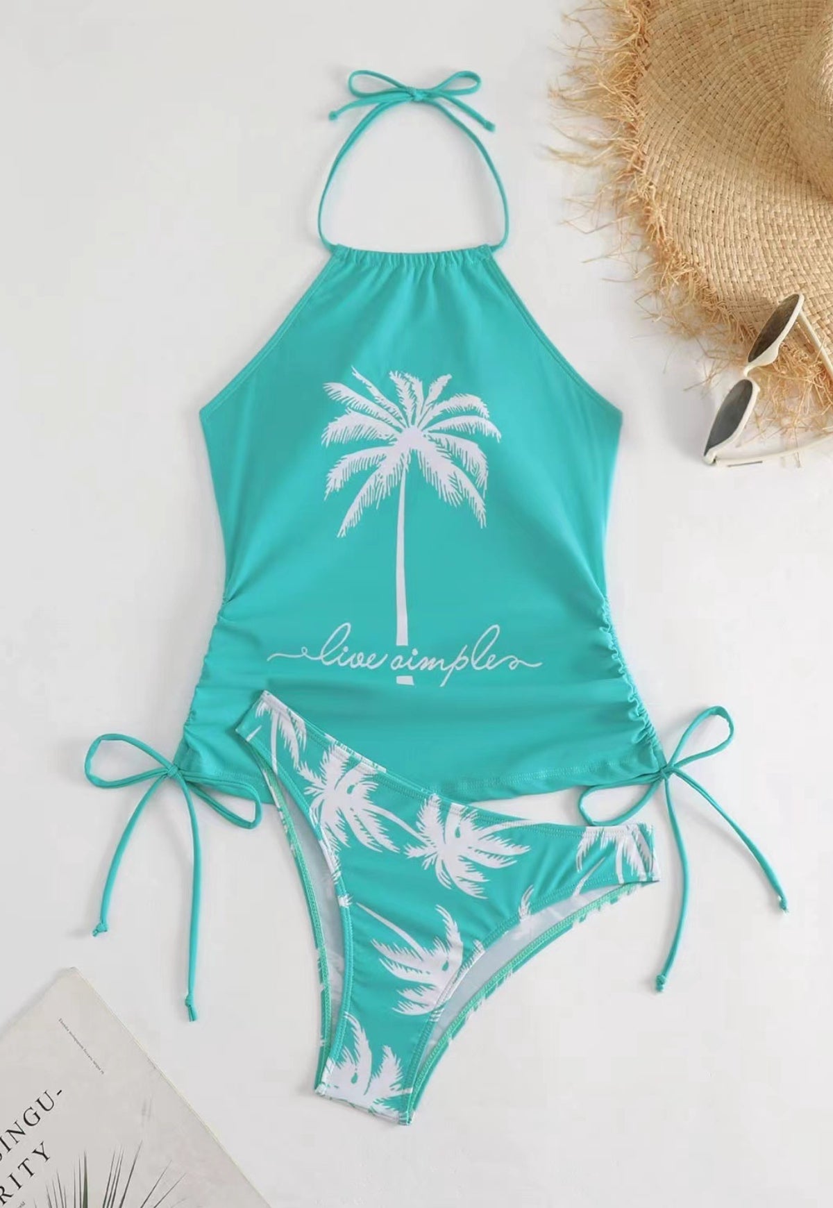 Ruched Halter Tankini Set