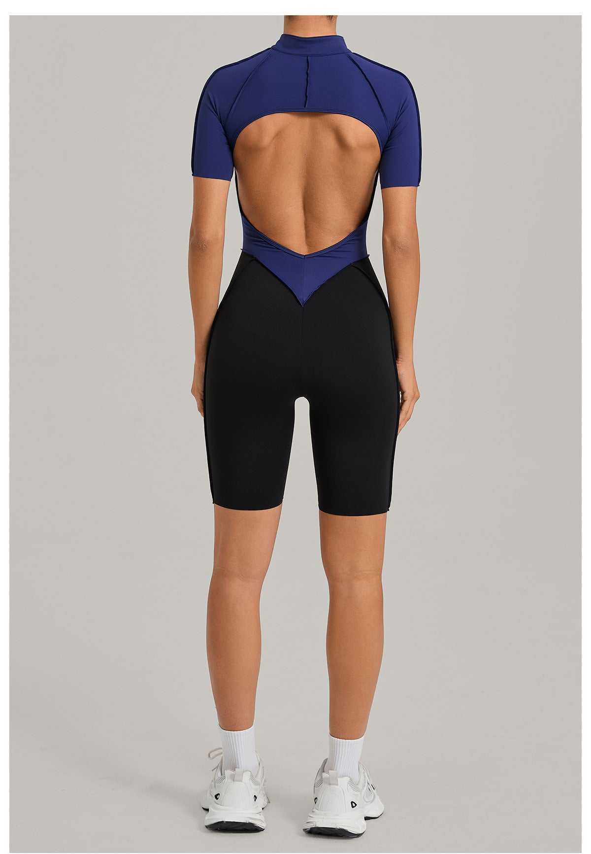 Lila Zen Half-Zip Open-Back Sculpt Romper