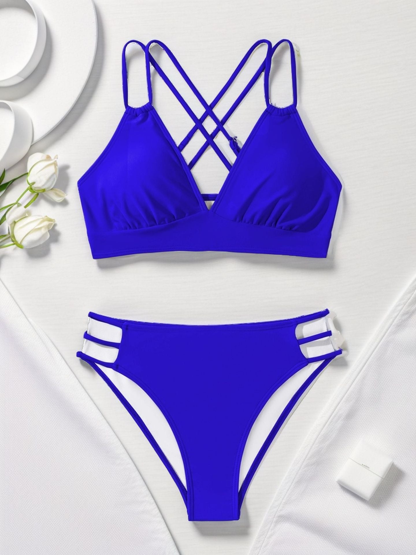 Strappy Crossback High-Waist Bikini Set