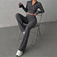 Half-Zip Cropped Long Sleeve Top & High-Waist Leggings Set